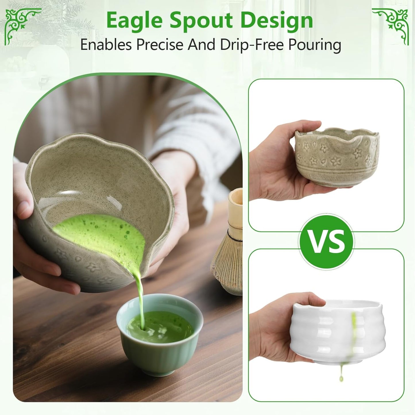 Premium Matcha Whisk Set - 6Pcs Japanese Tea Ceremony Kit with Ceramic Matcha Bowl and Whisk, Bamboo Scoop, Whisk Holder, Stainless Sifter, Birthday Christmas Gift for Matcha Lover