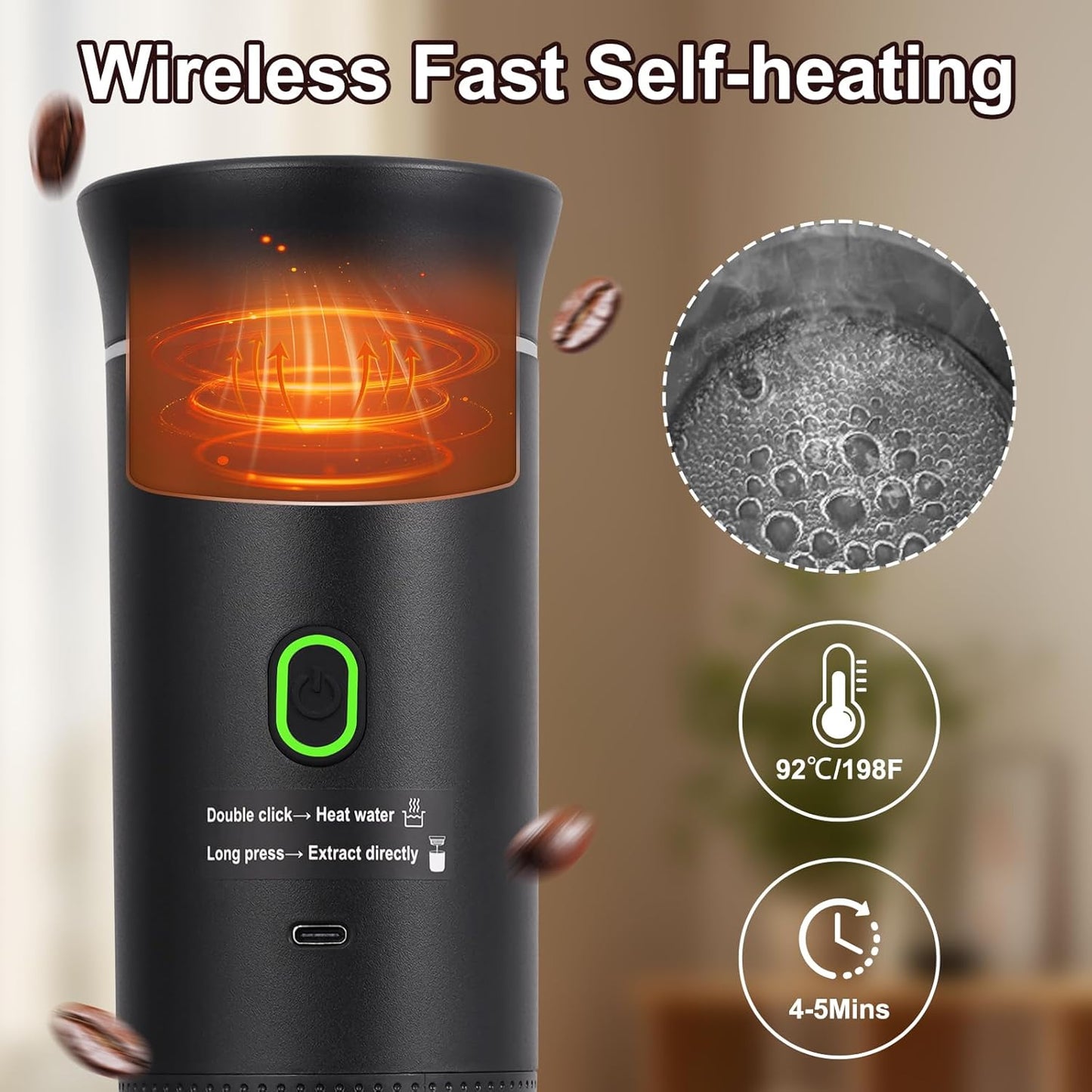 Coffee Maker Set, Portable Espresso Machine and Coffee Grinder, 3 in 1 Travel Coffee Maker Compatible Ground Coffee, Capsules (NS＆DG) for Outdoor Camping Hiking Office