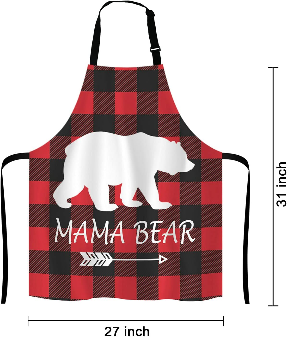 Mama Bear Kitchen Cooking BBQ Chef Apron,Buffalo Plaid Apron for Men, Women - Dad Presents, Presents for Men - Birthday, Mothers Day Presents for Mom, Wife, Husband, Brother, Friends