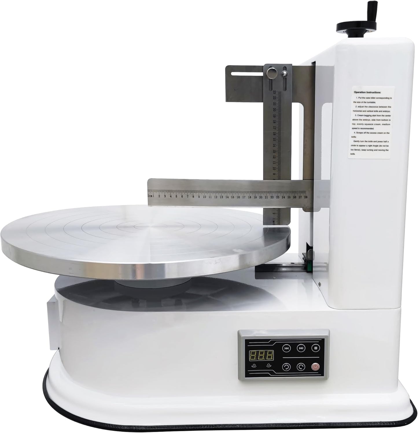 TECHTONGDA Cake Decorating Coating Machine Cream Spreading Automatic Frosting Turntable with Graduated Scraper for 4-16inch Cakes 40-180RPM Rotating Speed White