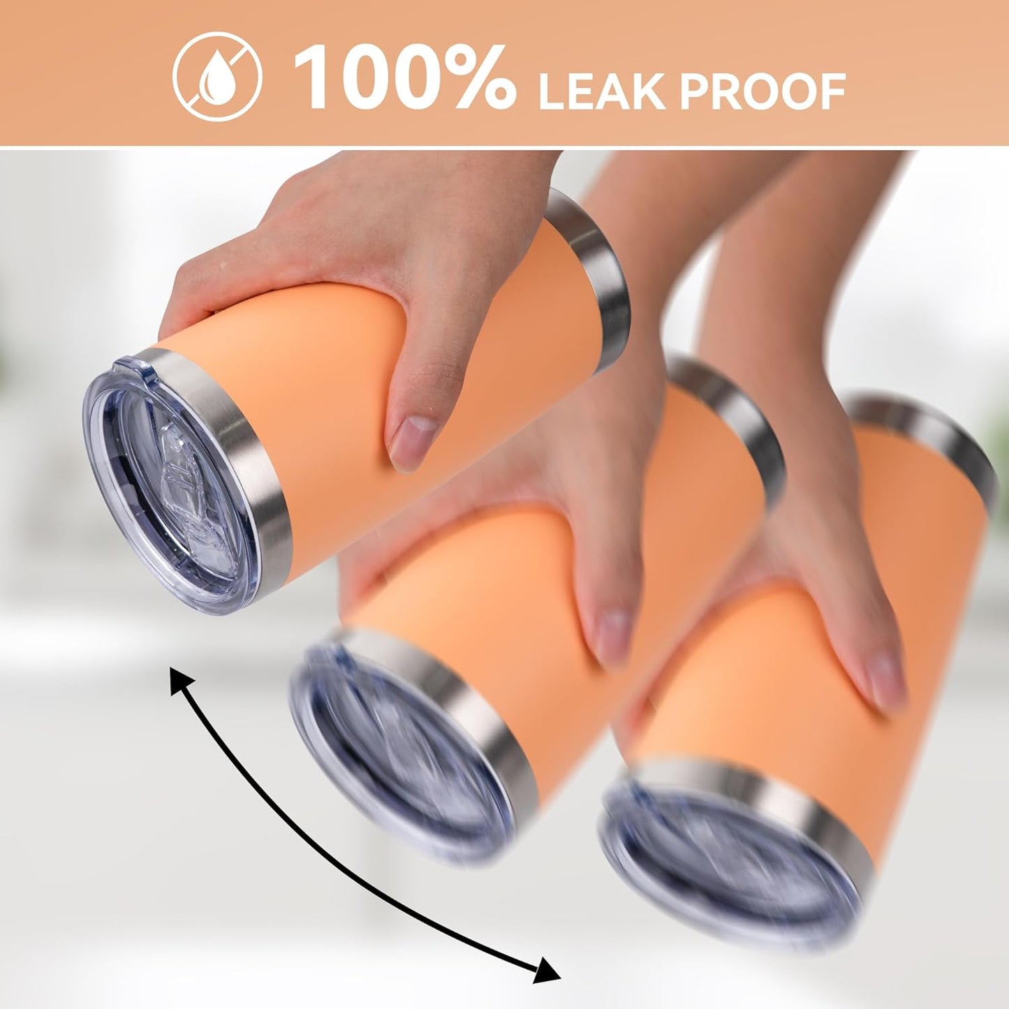 20 oz Tumbler Stainless Steel Tumblers Bulk with Lid Double Wall Insulated Coffee Tumbler Cups for Hot & Cold Drinks Powder Coated Travel Coffee Tumbler Mug Metal (Cream Orange, 12 pack)