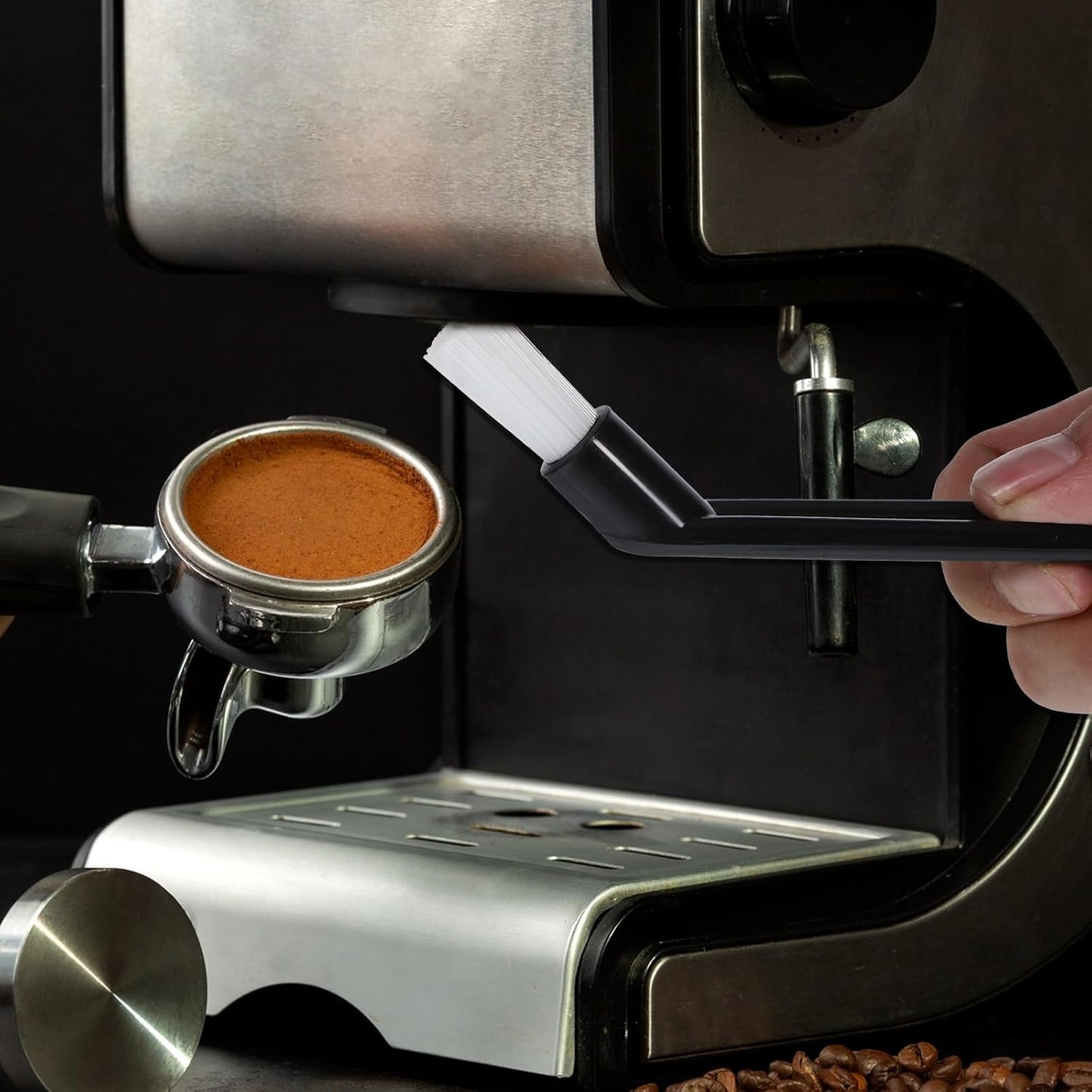 5 PCS Espresso Machine Brush, 6" Length Nylon Head Espresso Brush Coffee Cleaning Brushes Black Coffee Grinder Brushes for Cleaning Espresso-Machines, Grinders