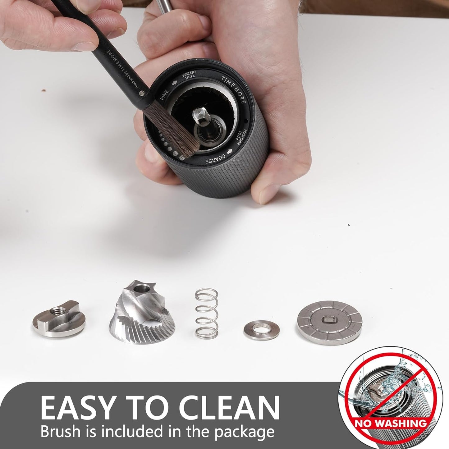 TIMEMORE Chestnut C2S Manual Coffee Grinder Stainless Steel S2C Conical Burr Coffee Grinder, Capacity 25g Hand Coffee Bean Grinder, Double Bearing Positioning, Black