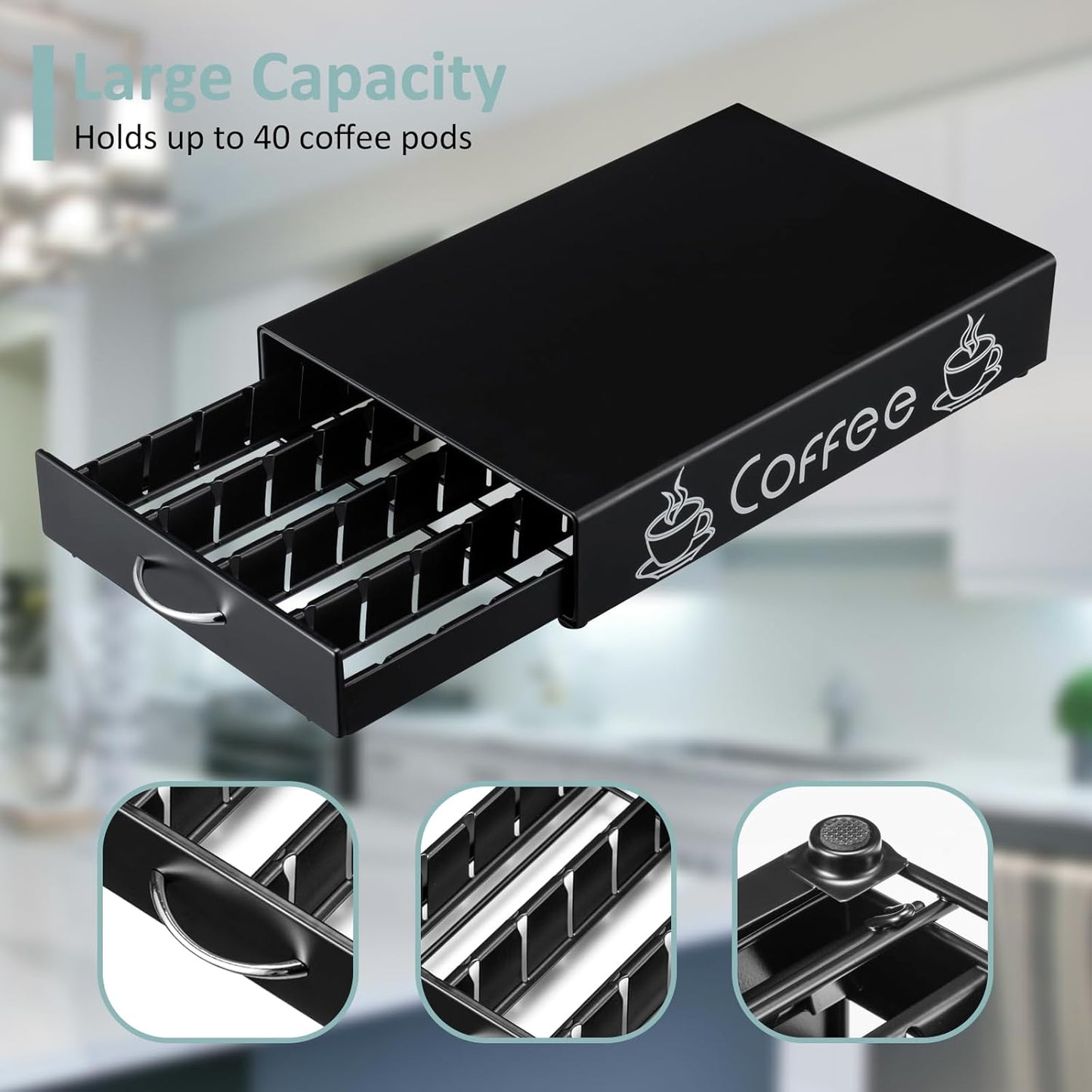 Rice rat Nespresso Pod Holder Pod Drawer Cabinet Pod Storage Rack For Counter,10.6'' Wide by 16.5'' Deep by 3.5'' High (30 Pods)