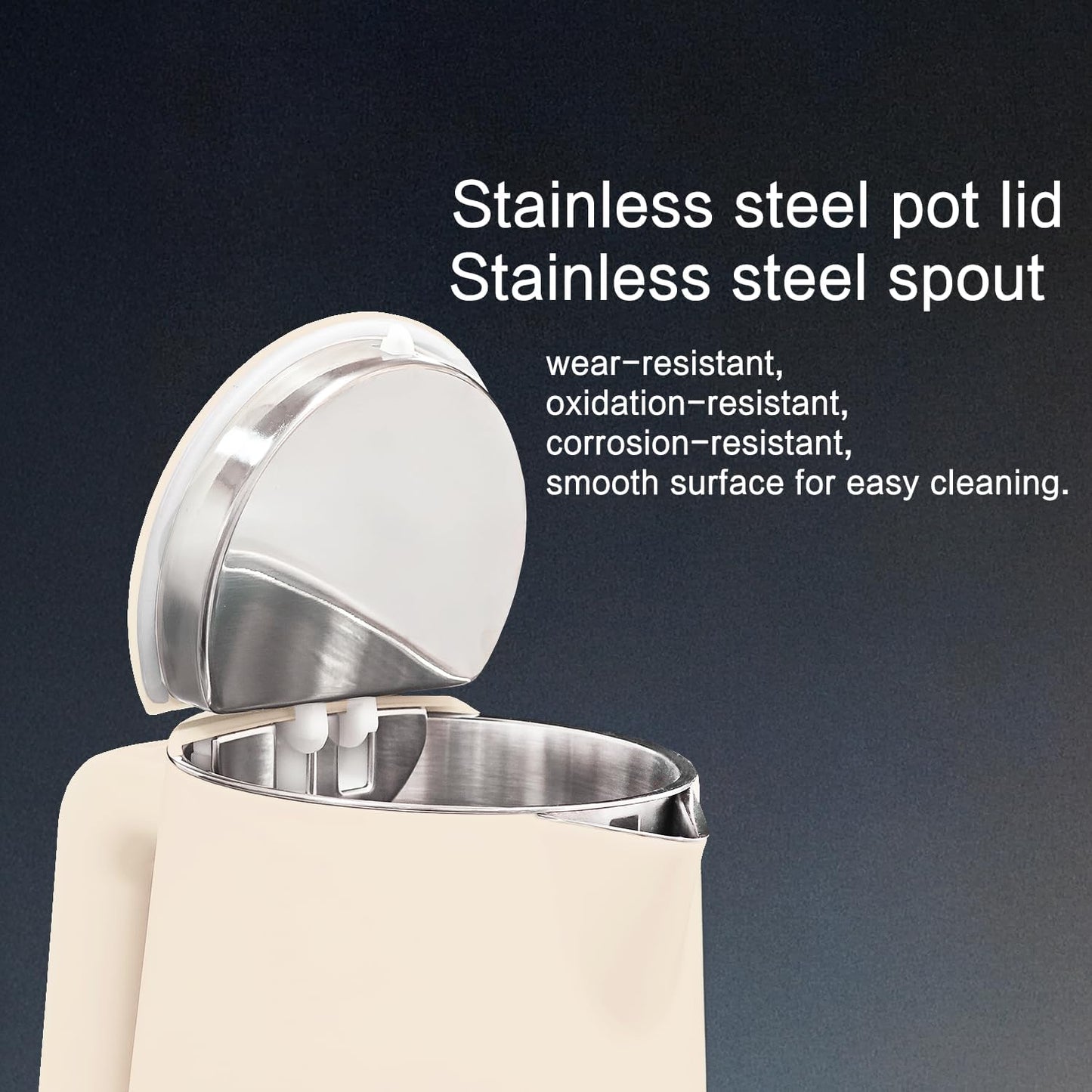 1.5L Electric Kettle Stainless Steel, Double Wall Cool Touch Teapot, Fast Boil,5 Temperature Control, LED Display, Auto Shut-Off,Keep Warm Function,Cream White