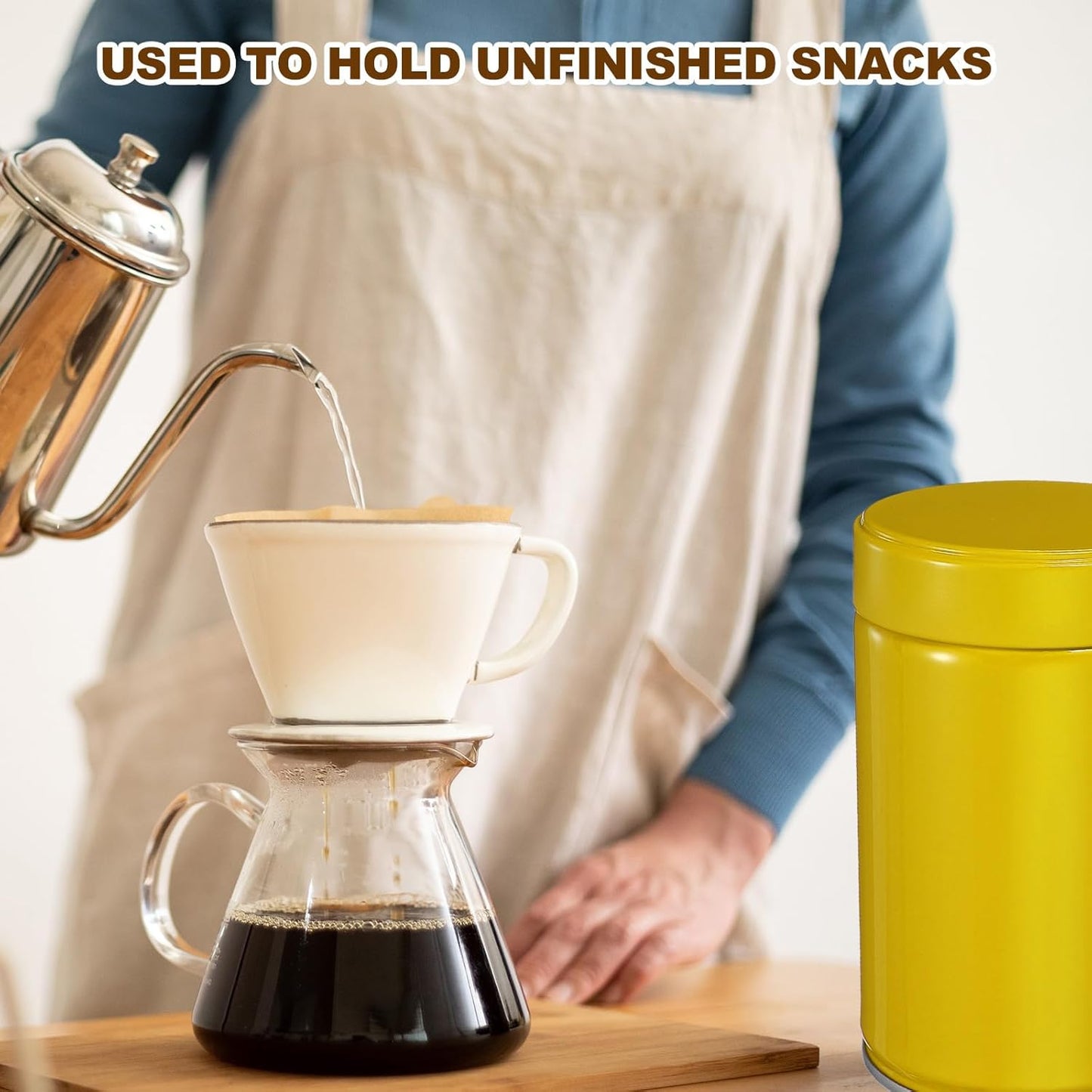 uxcell 2Pcs Round Tea Canisters, 5" x 3" Airtight Metal Tea Containers for Loose Tea, Coffee Beans, Spices - Durable, Compact, and Stylish Storage Tea Tin (Yellow)