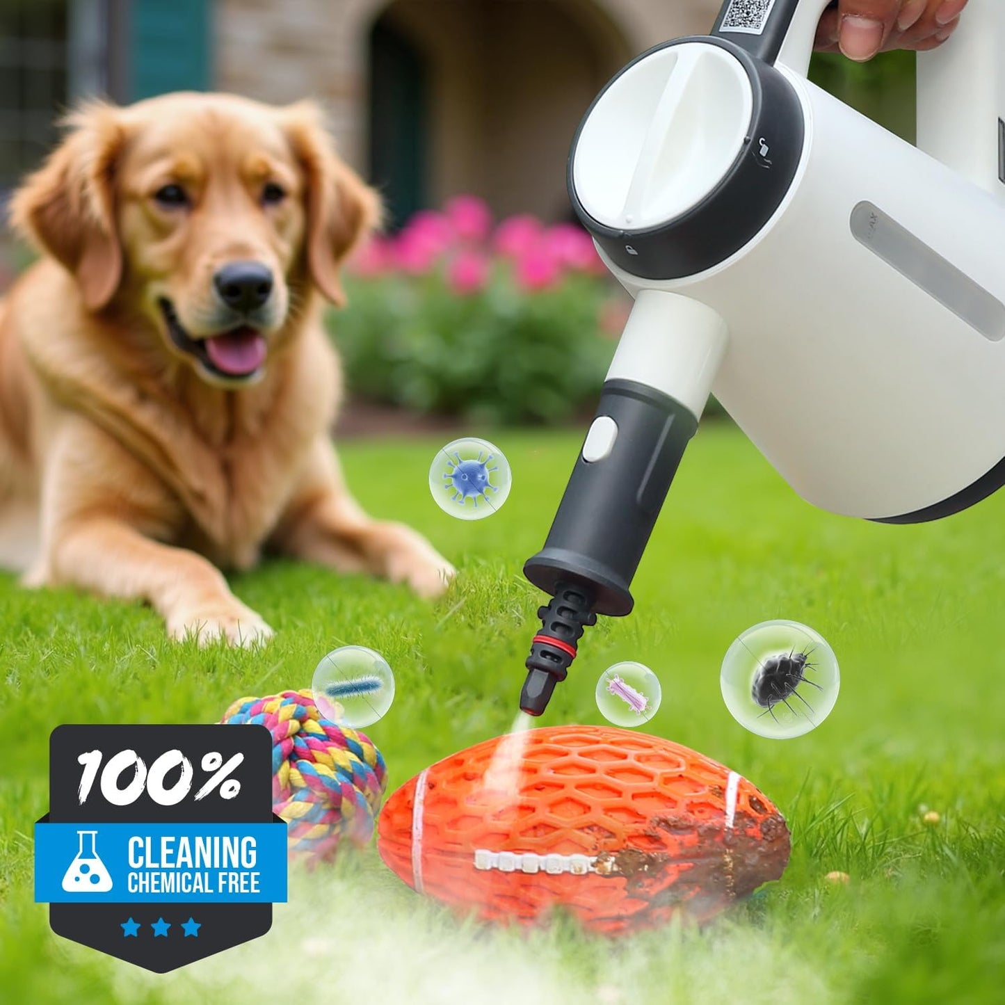 Handheld Pressurized Steam Cleaner - 15s Quick Start, Multi-Functional for Home, Kitchen, Bathroom, 8 Attachments, Chemical-Free, Safe & Efficient Cleaning Solution