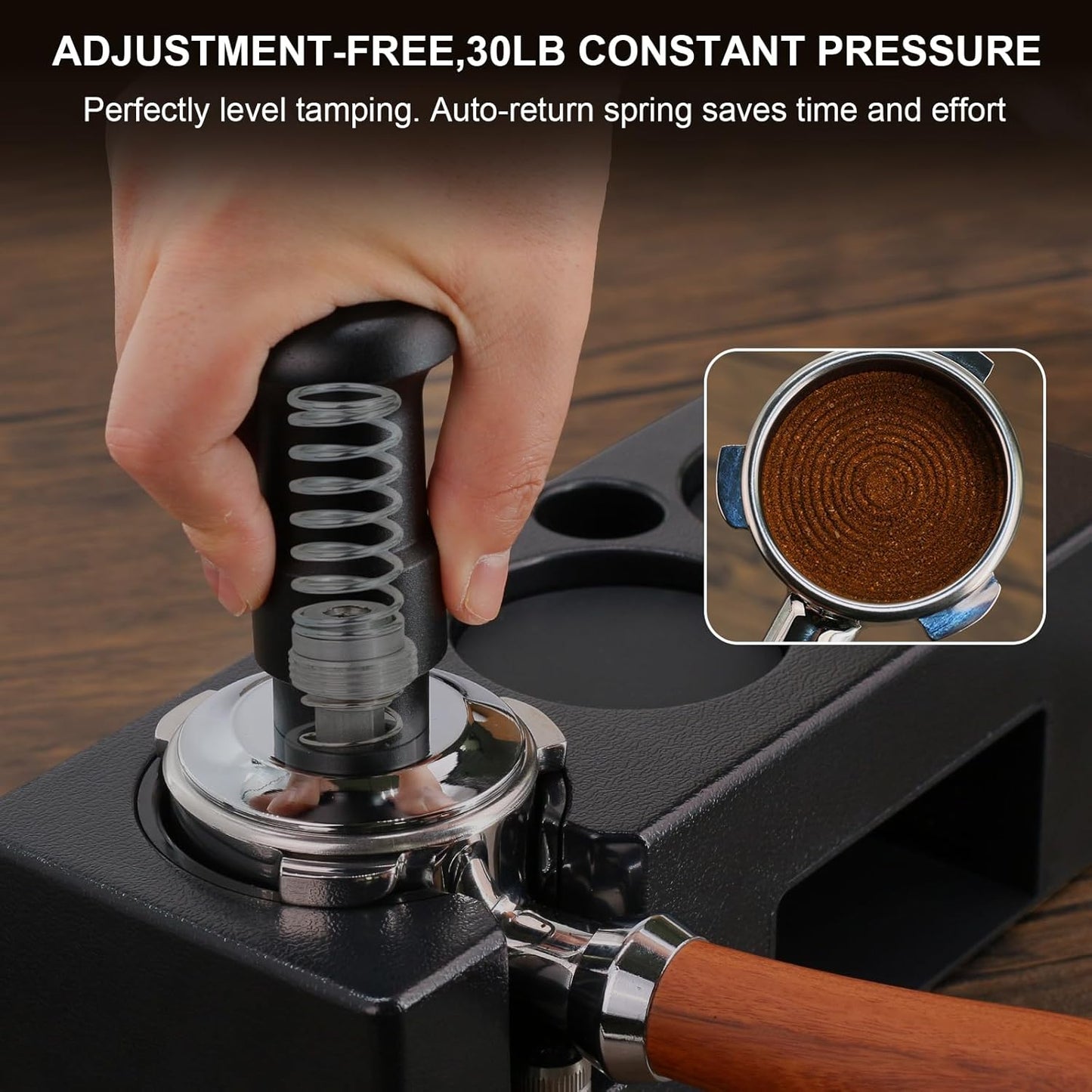 58mm Espresso Tamper Set, 5-IN-1 Espresso Accessories Kit with Coffee Tamper, WDT Tool, Dosing Funnel, Non-slip Mat and Cleaning Brush