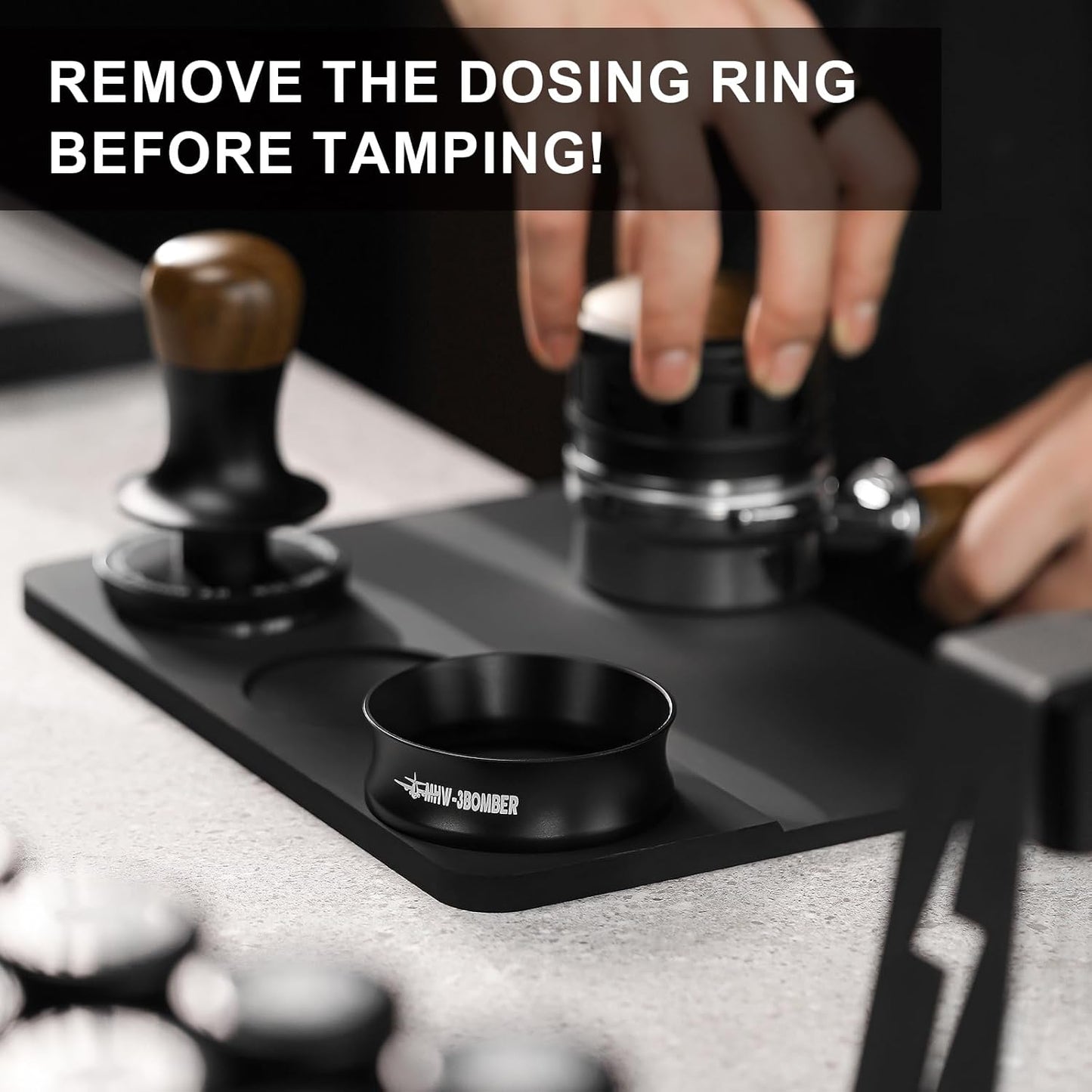 MHW-3BOMBER 54mm Espresso Dosing Funnel Magnetic Coffee Dosing Ring Portafilter Funnel Barista Tools Compatible with 54mm Espresso Portafilter DR5547B-OS