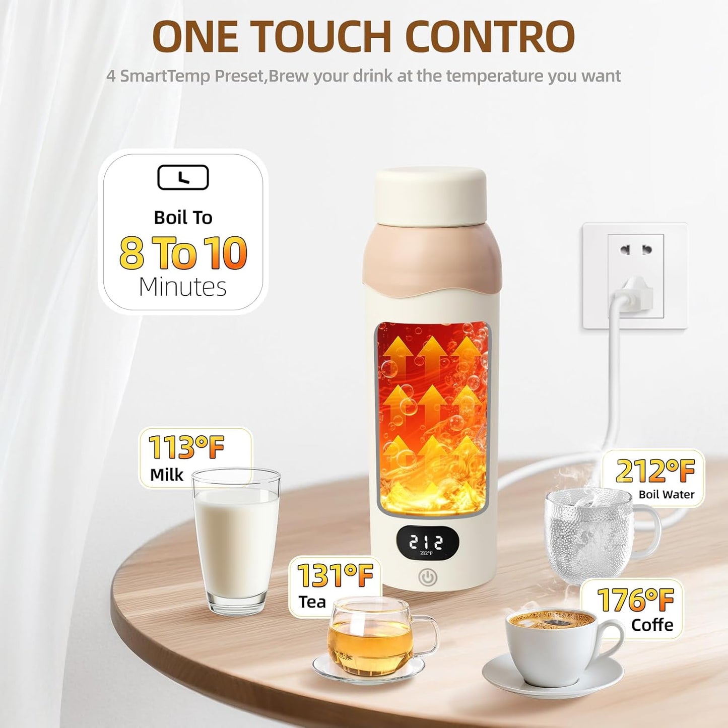 Portable Travel Electric Kettle,Food-Grade 316 Stainless Steel Small Mini Kettle,500ML Hot Water Boiler with 4 Temperature Settings,Fast Boiling water with Auto Shut-Off and Boil Dry Protection