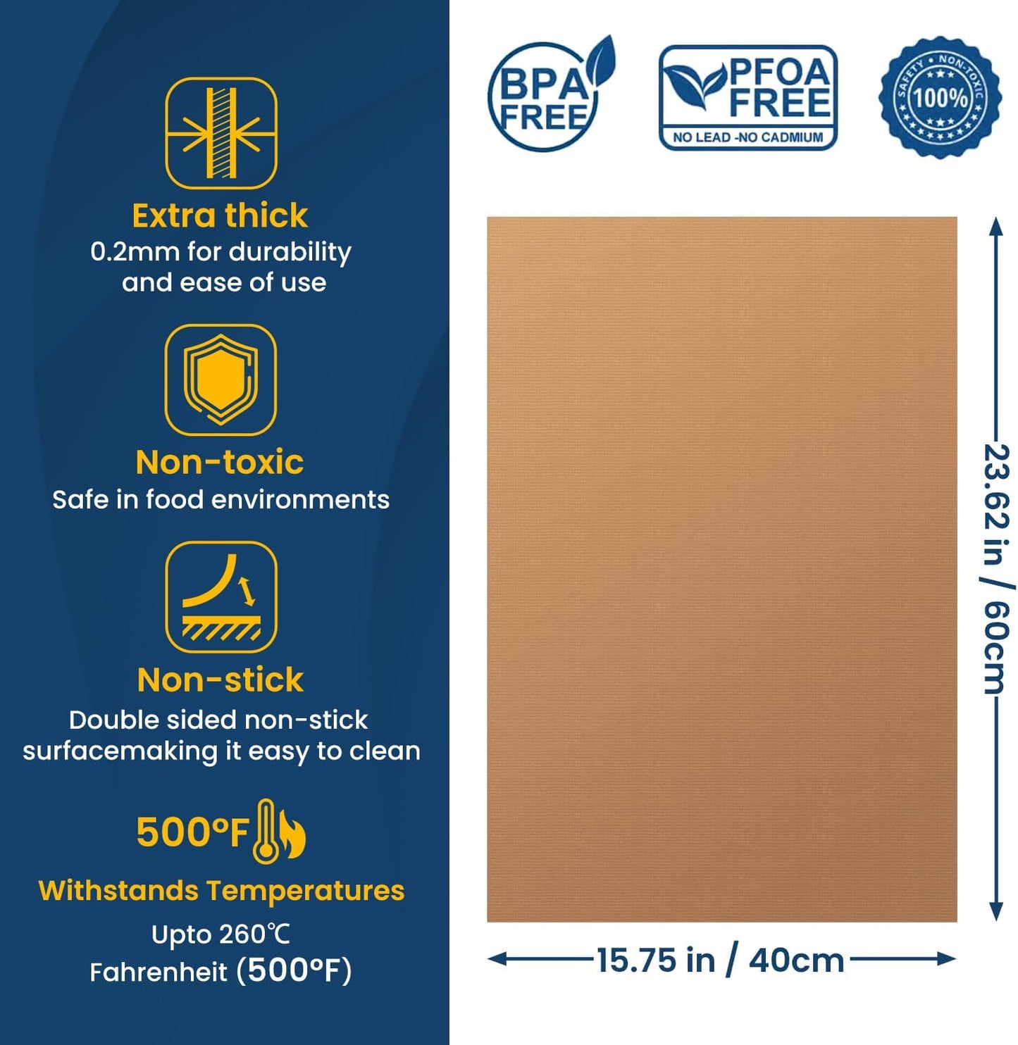 3 Pack Heavy Duty Oven Cover - 23.6"x 15.7" Non-Stick Reusable Liner for Electric, Gas, Toaster Ovens, BBQ - BPA & PFOA Free