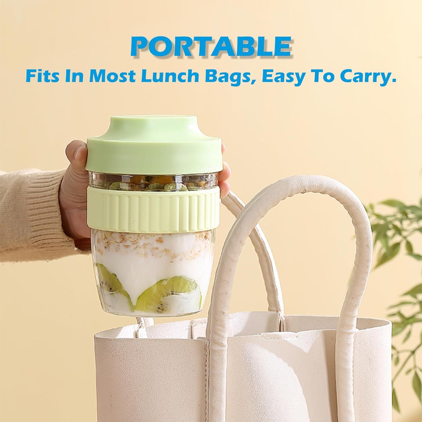 Breakfast On The Go Cups, Overnight Oats Containers With Lid And Folding Spoon, Take And Go Yogurt Cereal Snack Parfait Salad Containers For Lunch, Fruit & Vegetable Jar, 20 oz(Green)