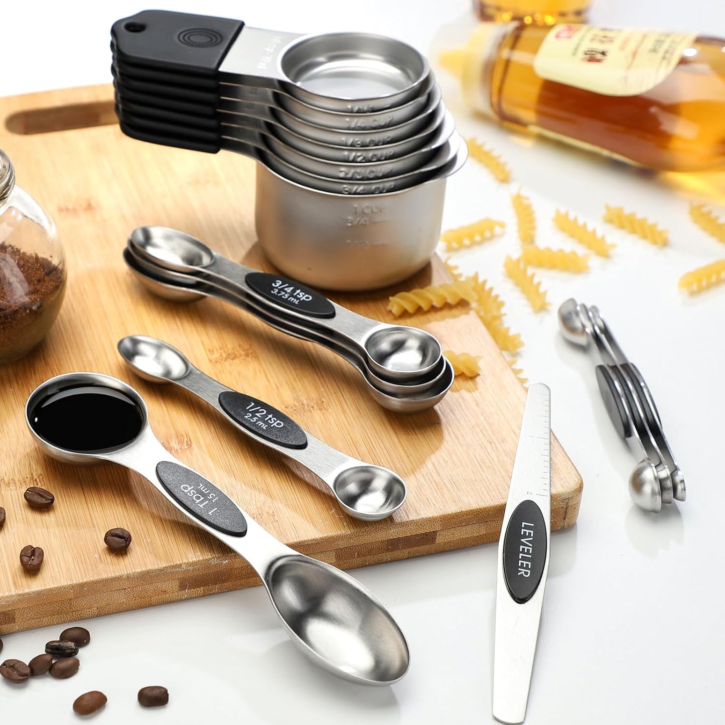 Magnetic Measuring Cups Set 7 Stainless Steel Stackable Nesting Measuring Cups for Measuring Dry and Liquid Ingredients