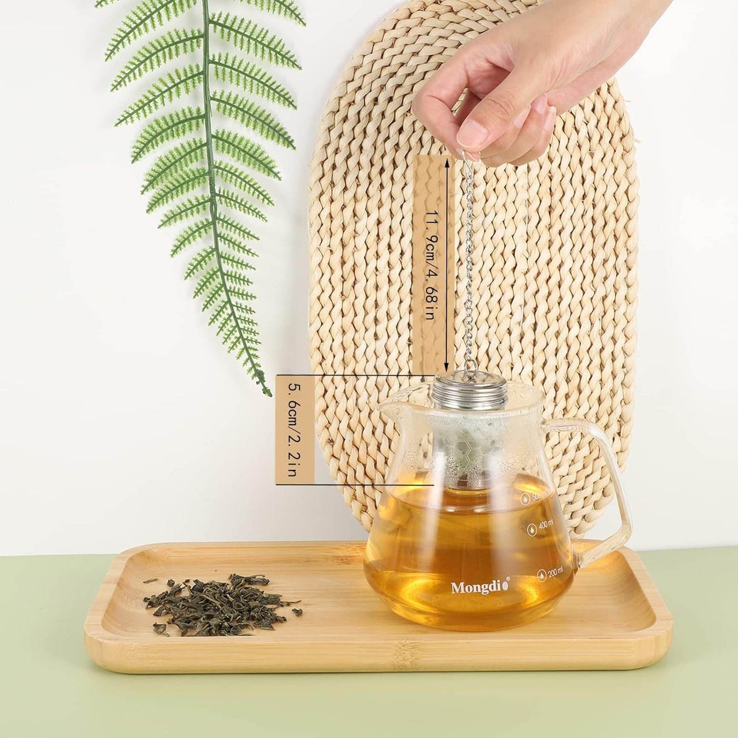 2 Pack Tea Strainers Infuser for Loose Tea 304 Stainless Steel Mesh Loose Leaf Steeper Diffuser with Chain Hook and Threaded Lid for Black Tea, Spices and Seasonings