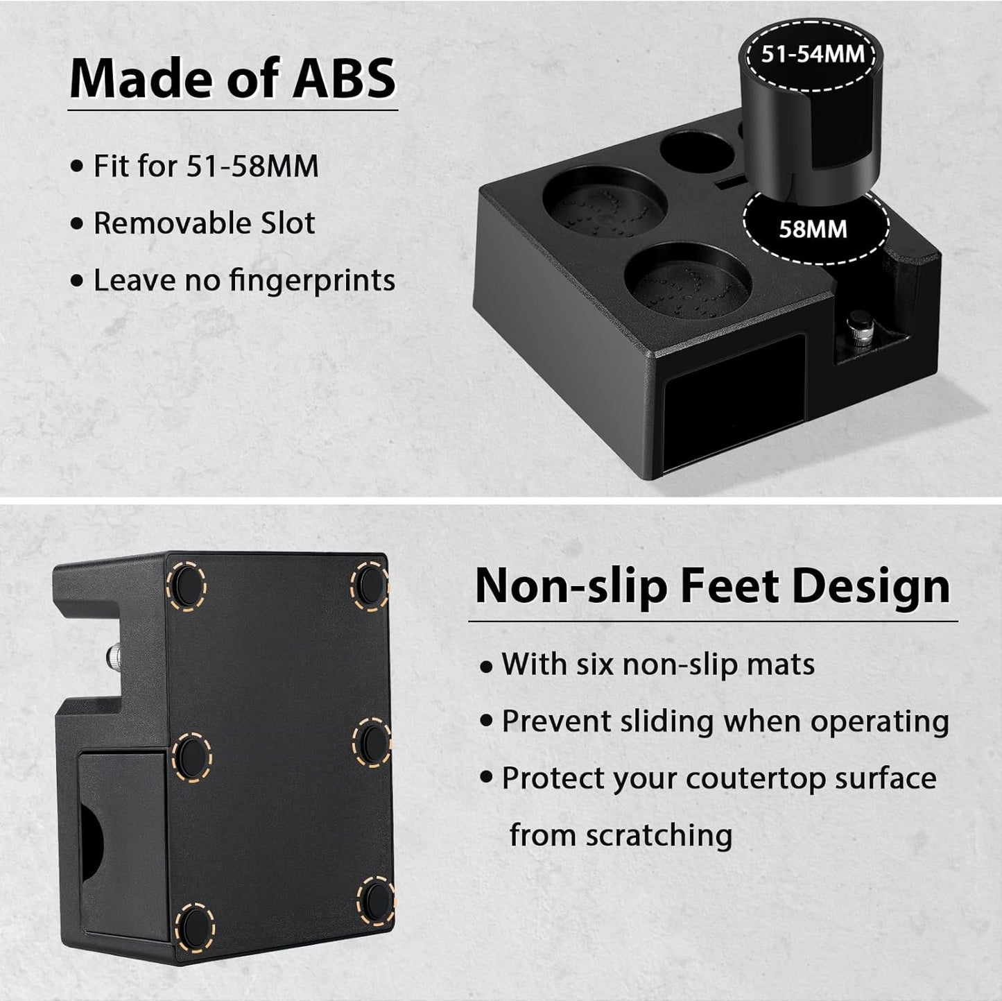 Espresso Tamping Station - 7 in 1 Espresso Coffee Organizer Box Fits for Storage 51/54/58MM Espresso Tamper, Distributor, Portafilter and Puck Screen Accessories, Plastic Tamp Station, Black
