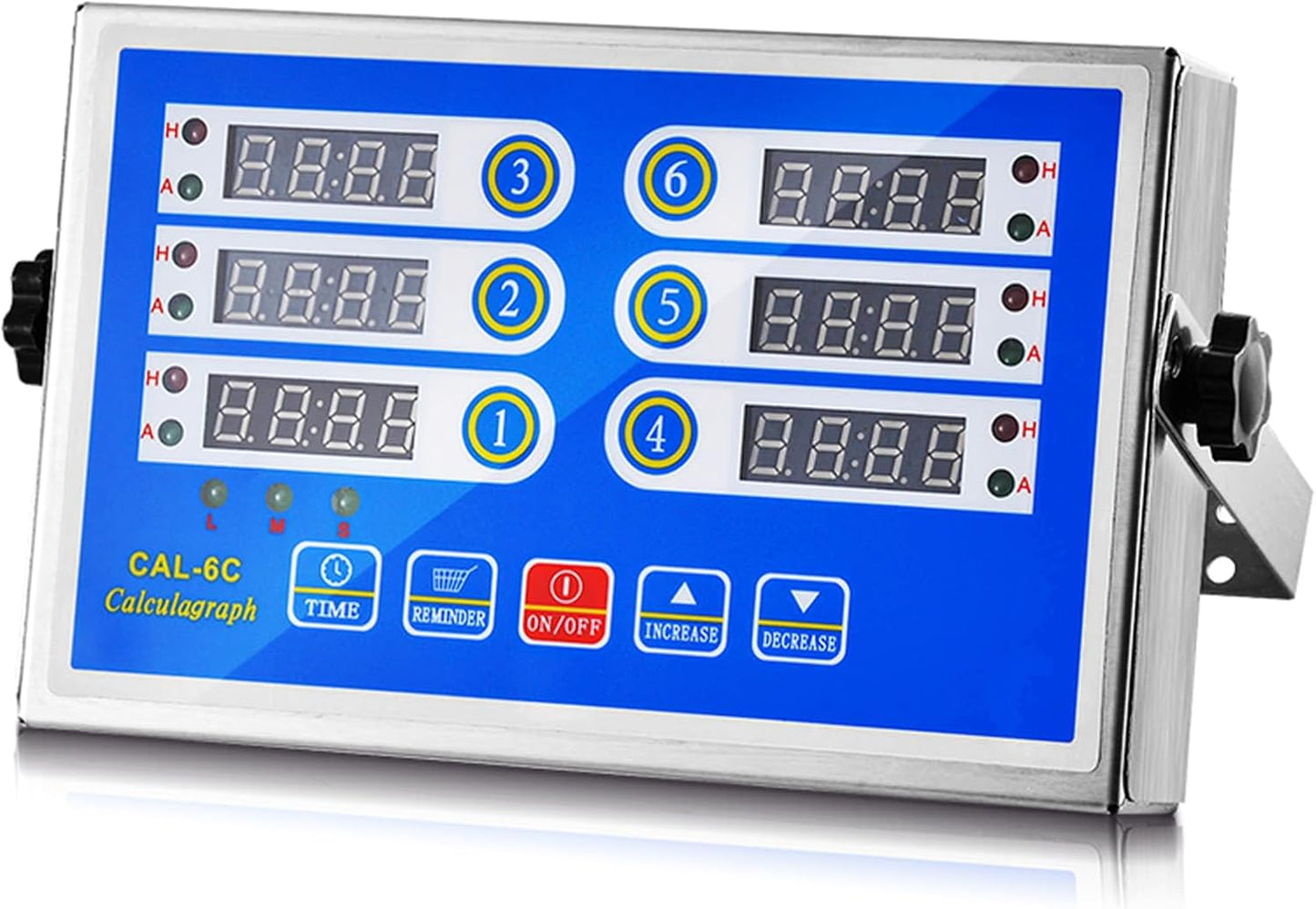 Commercial 6 Channel Kitchen Timer Cooking Countdown with Clear Display Loud Ring Alarm Reminder for Restaurant Multiple Events