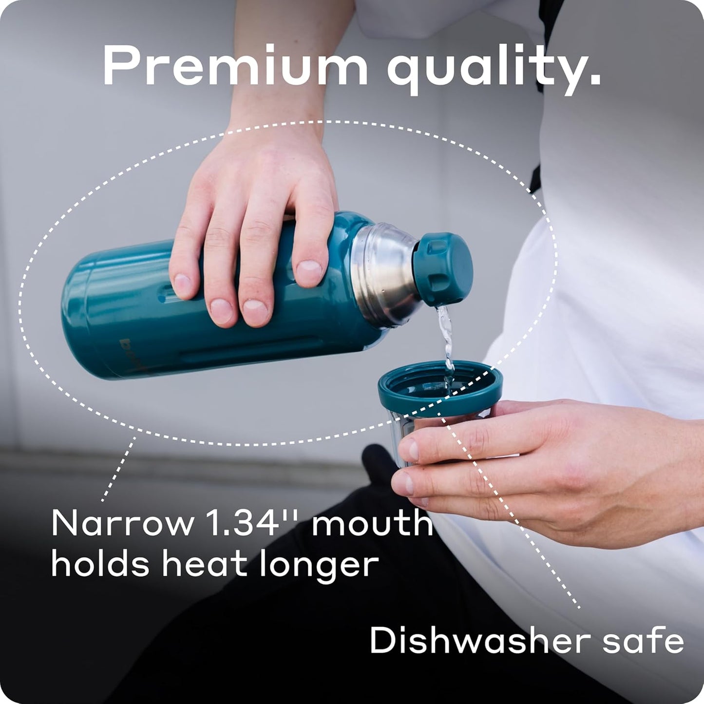 BOBBER 26 oz Stainless Steel Thermos for Hot Tea, Coffee, and Cold Drinks – BPA-Free, Dishwasher Safe Vacuum Insulated Water Bottle – Keeps Drinks Hot for 36 Hours (Deep Teal)