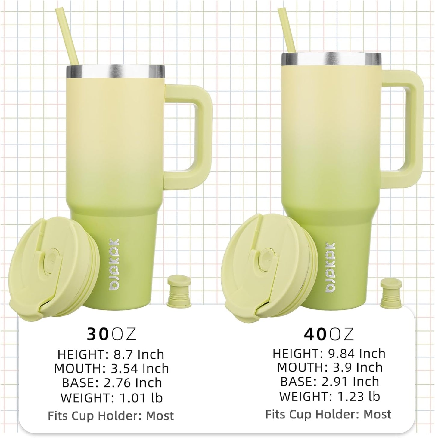 BJPKPK 30 oz Tumbler With Handle Insulated Tumblers With Lid And Straw Stainless Steel Thermal Cup,Lime