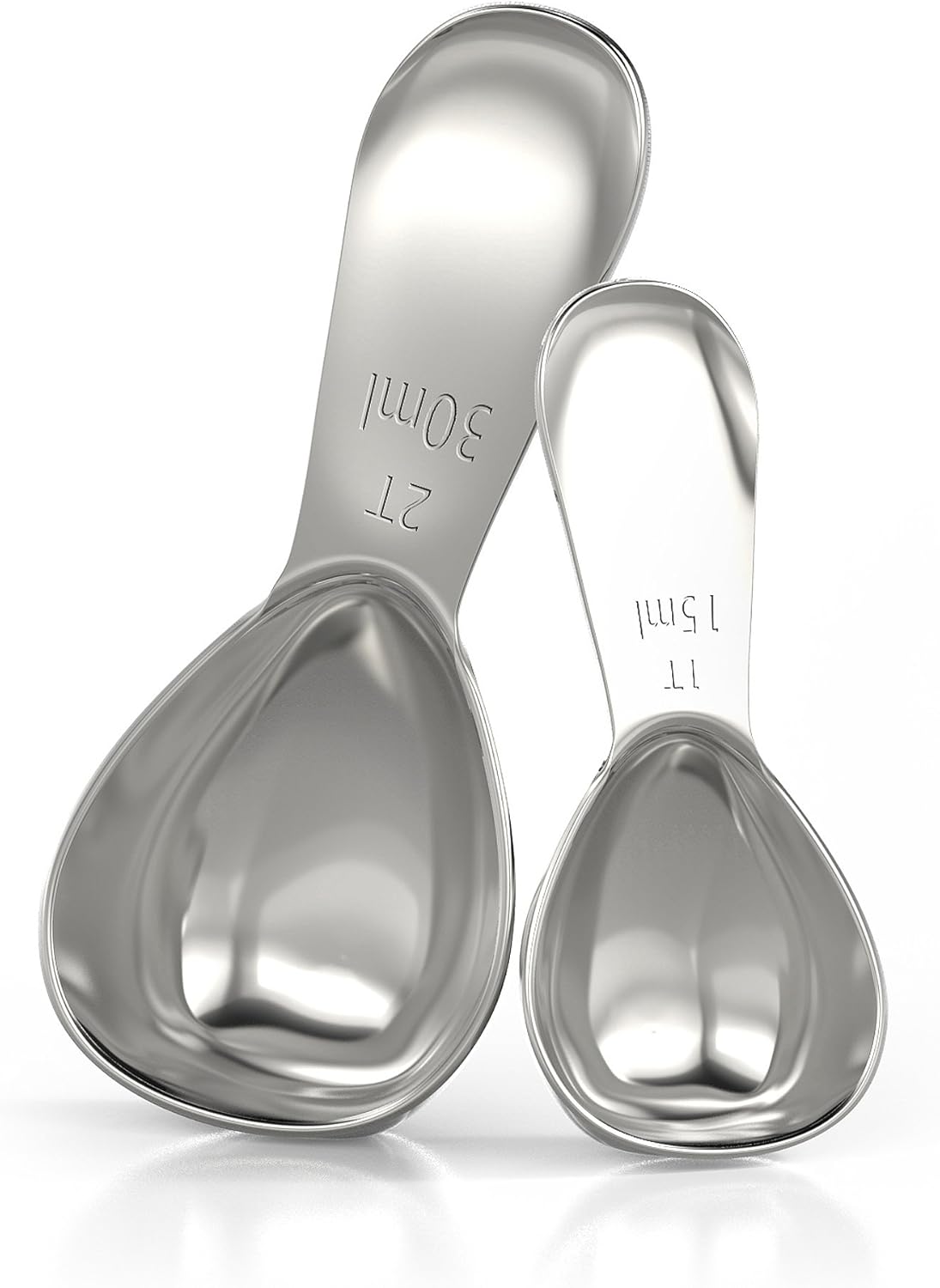 BALCI - Stainless Steel Coffee Scoop Set (1&2 Tablespoon, 15ml and 30ml) Exact Measuring Spoons for Coffee, Tea, Sugar, Flour and More!