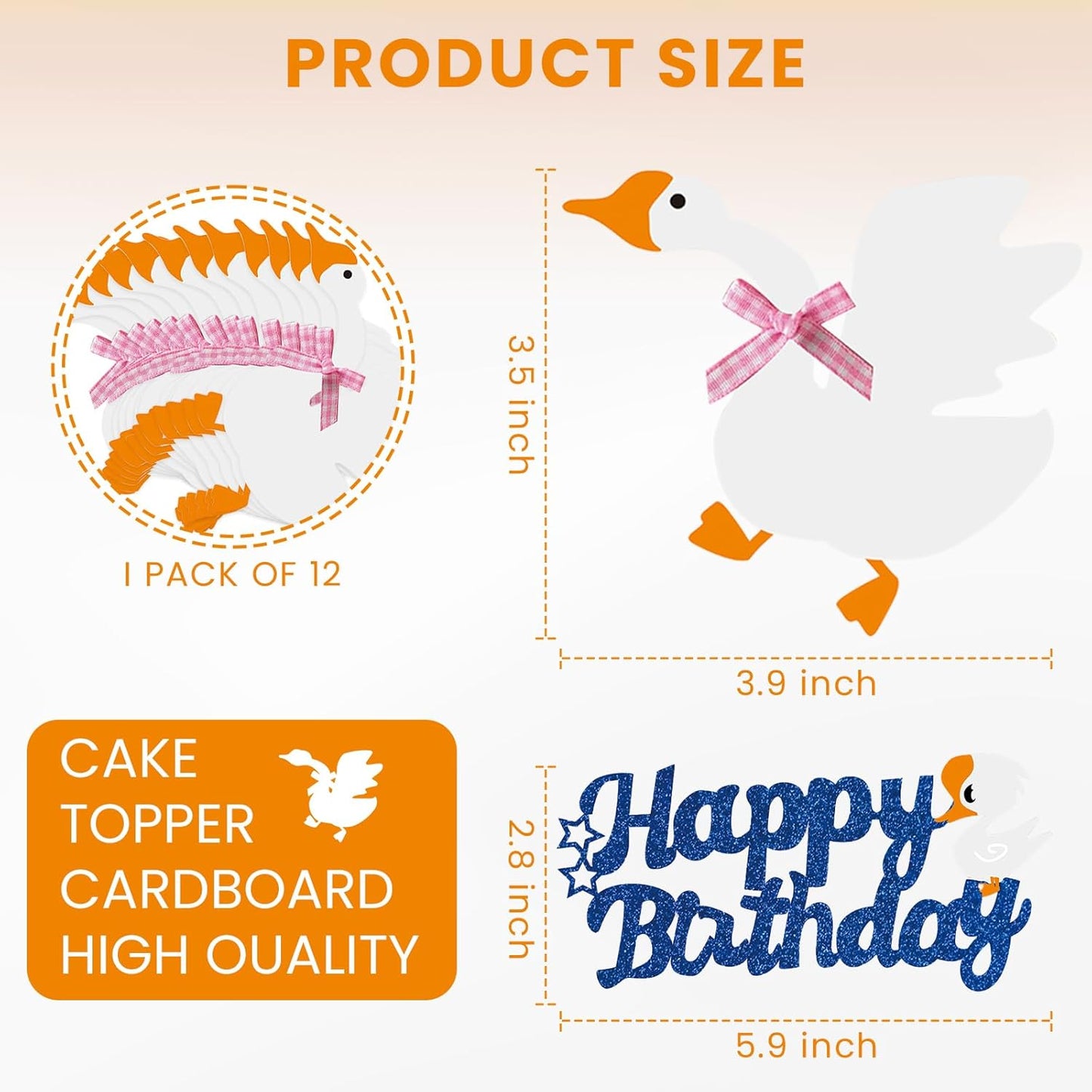 12PCS Silly Goose Cupcake Toppers, Funny Goose Birthday Cake Decorations White Goose Baby Shower Theme Decorations Party Supplies for Baby Boy Girls Birthday Party Decorations