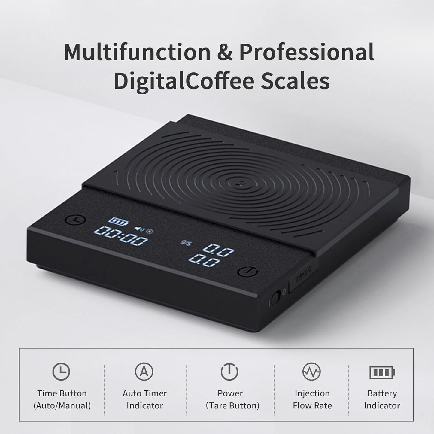 TIMEMORE Coffee Scale Basic 2.0 Electronic Espresso Scale with with Timer,2000 Grams and Water Flow Rate and Timer Function, Free Switching of Ounce/kg Units