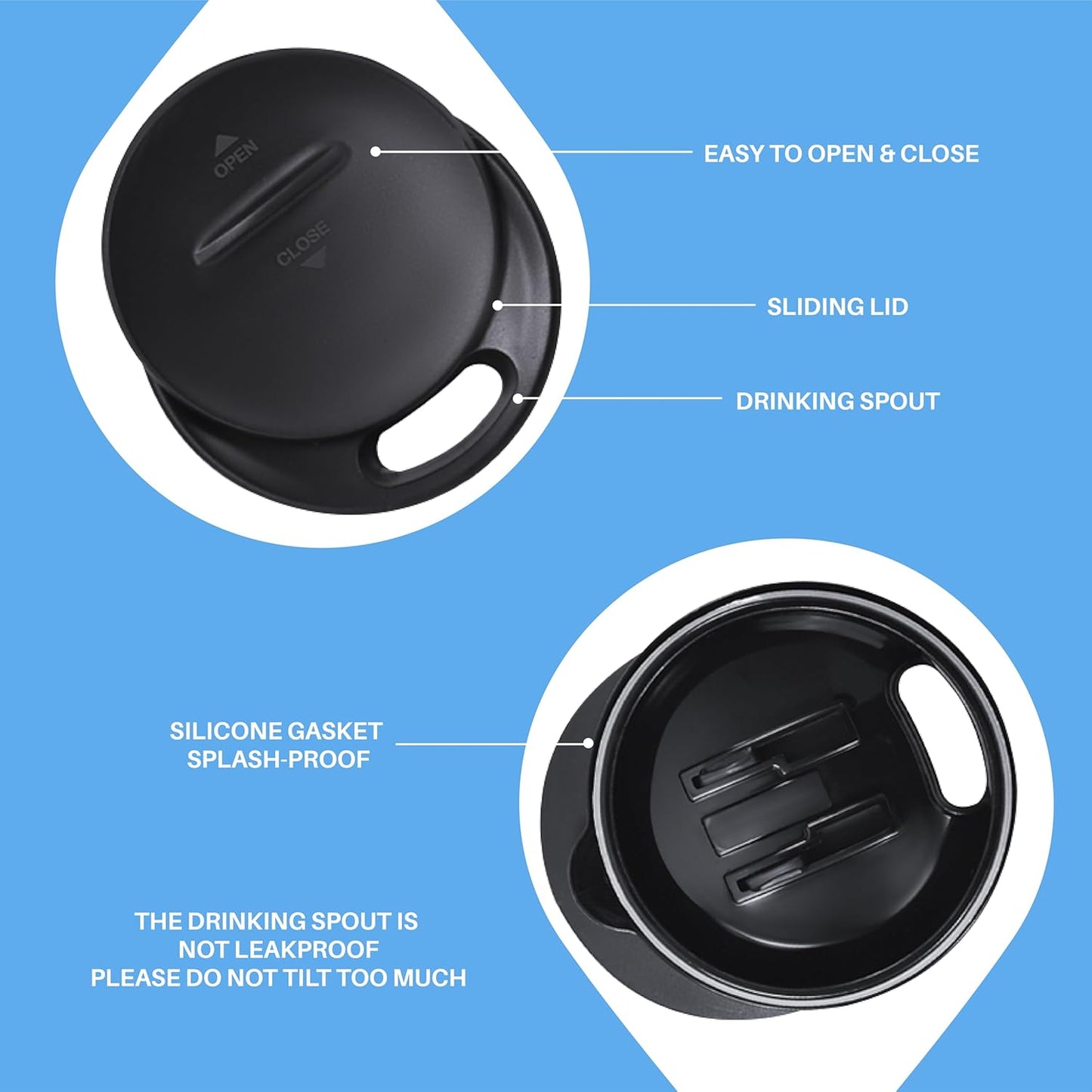 Ideus 16 oz (470 ml) Insulated Coffee Mug with Handle and Lid, Double Wall Stainless Steel Vacuum Thermal Coffee Mug, Travel Coffee Cup Thermal Cup for Home and Office (Leopard Blue)