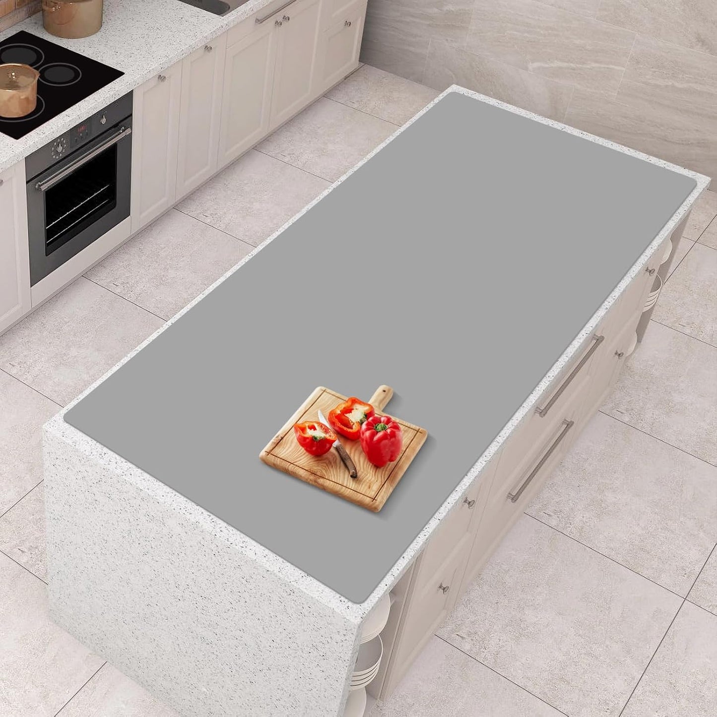 AECHY Silicone Mats for Kitchen Counter 47"x23.6"x0.08”, Largest Heat Resistant Mat Shipped Rolled Up Kitchen Island Silicone Countertop Protector Mat Nonslip Extra Large Counter Mat, Dark Gray