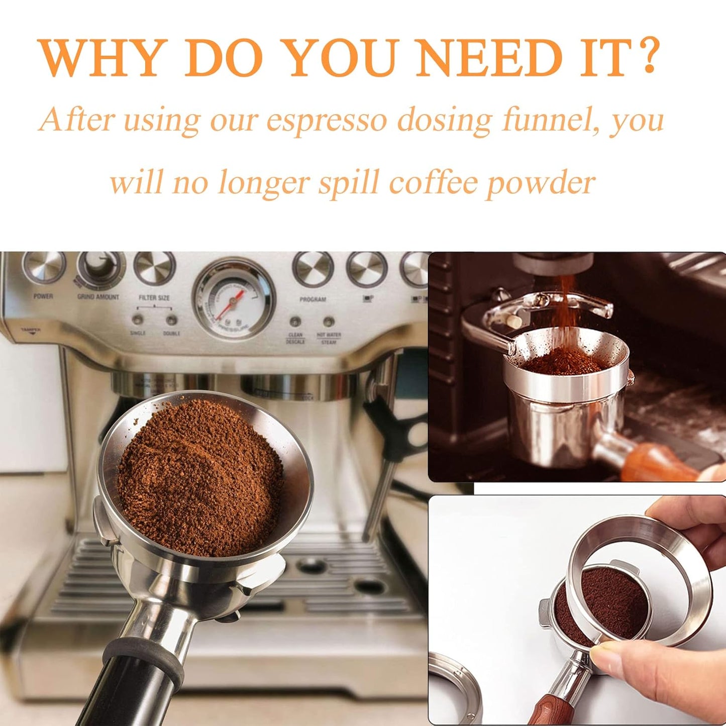 Espresso Dosing Funnel Precision Aluminum Alloy Coffee Dosing Ring Accessories Set for Portafilter Hands-Free (51mm)