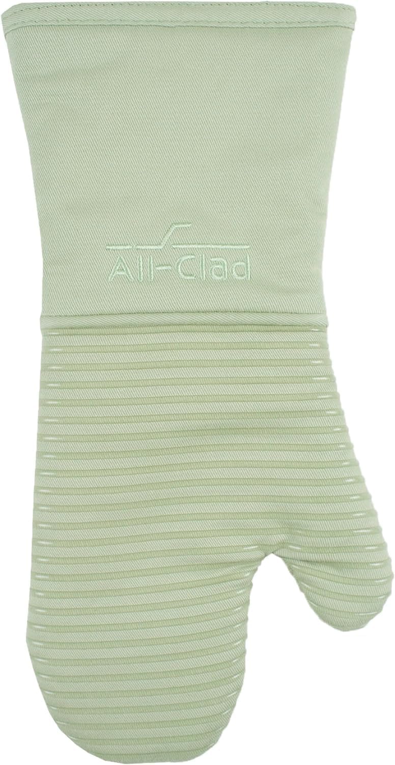 Extra Long Silicone Oven Mitts Heat Resistant 500 Degrees, 1 Pack, 14"x7" Fennel, All-Clad Kitchen Textiles