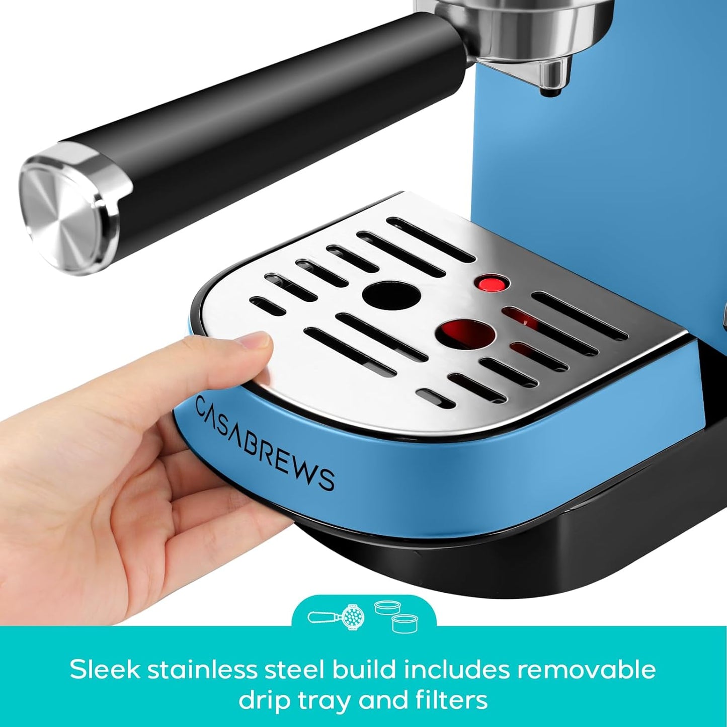 CASABREWS CM5418 Espresso Machine 20 Bar, Stainless Steel Espresso Maker with Milk Frother Steam Wand, Professional Coffee Machine with 34oz Removable Water Tank, Baby Blue