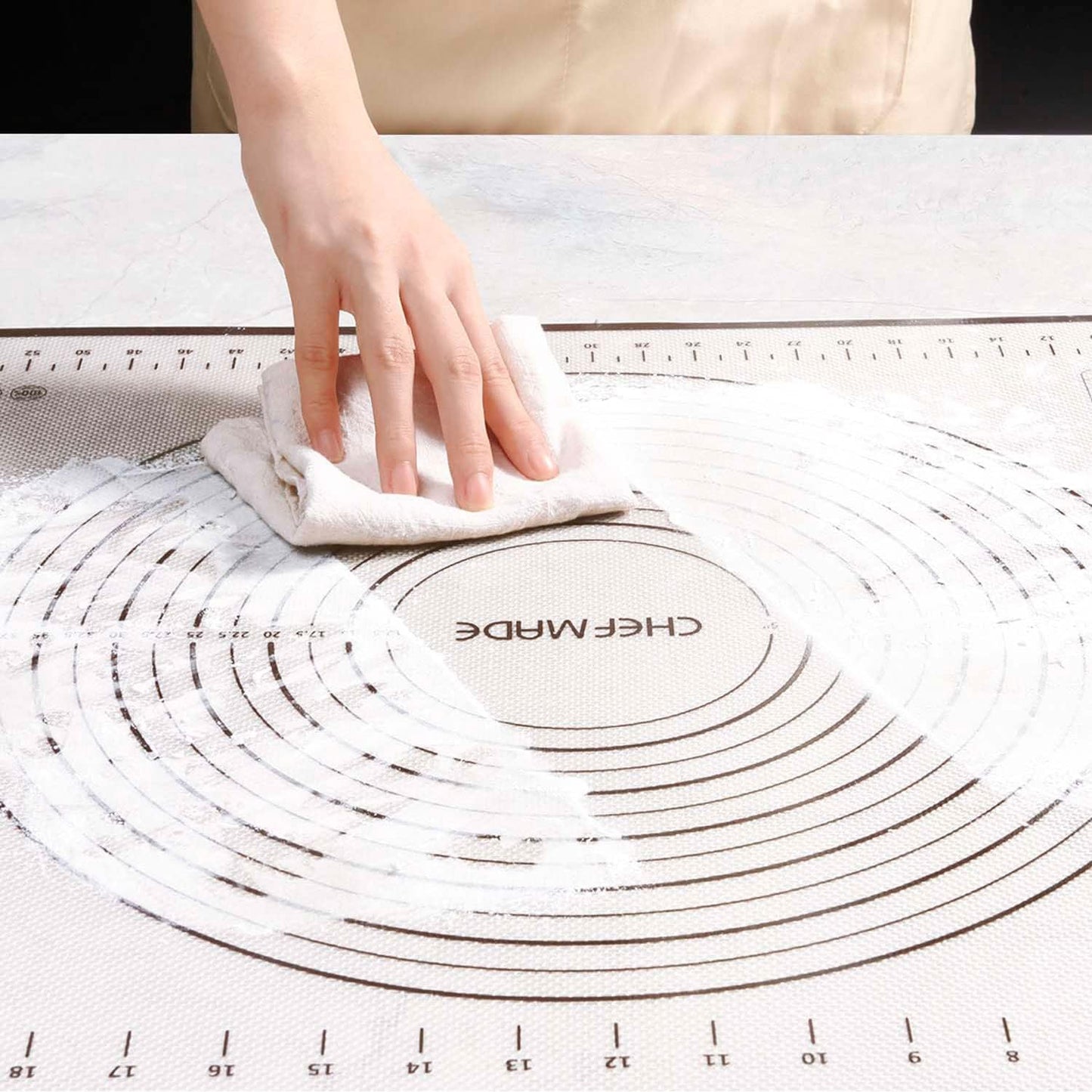CHEFMADE Silicone Baking Mat, 36" x 24" Extra Thick Large Non-Stick Sheet Mat with Measurement | Non-Slip Reusable Food Grade Flexible Dishwasher Safe｜Making,Cookies,Macarons,Bread,Pastry and Pizza