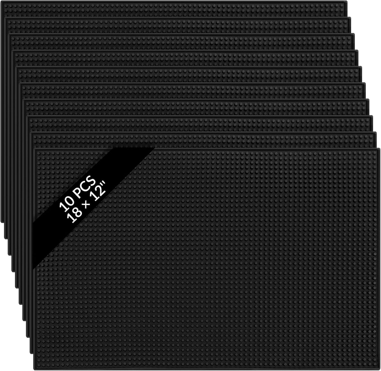 Tioncy 10 Pcs Bar Mat for Countertop 18 x 12 Inch Non Slip Rubber Mat Service Spill Cocktail Bartending Coffee Bar Mats for Hot Dishes Restaurants Barbershop Clippers Hot Pads, Black