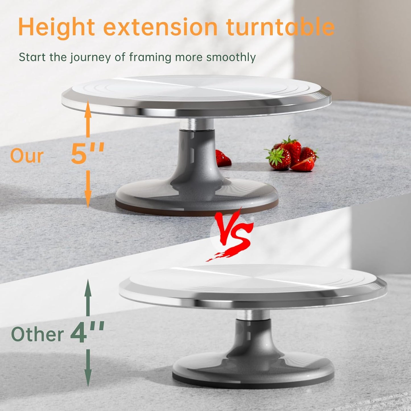12 Inch Round Aluminum Revolving Cake Decorating Stand,35 pcs Cake Turntable Kit Supplies, Rotating Cake Stand,for Cake,Pastries and Cake Decorations