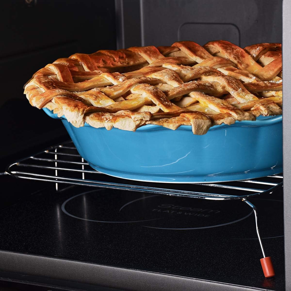 Bosmarlin Ceramic Pie Pan, 9 Inches Pie Dish, 50 oz, Pie Plate for Baking, Microwave, Oven Safe and Dishwasher safe (Cerulean blue, 9 inches)