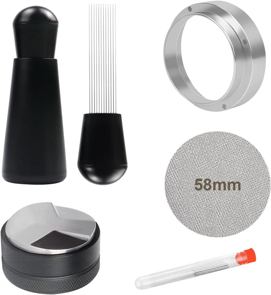 58mm Espresso Accessories,Wdt Tool espresso,Dosing Funnel And Coffee Puck Screen,Coffee Distributor,barista kit,0.4mm Stainless Steel 12pin Espresso Stirrer,With Additional 12 Replacement needles