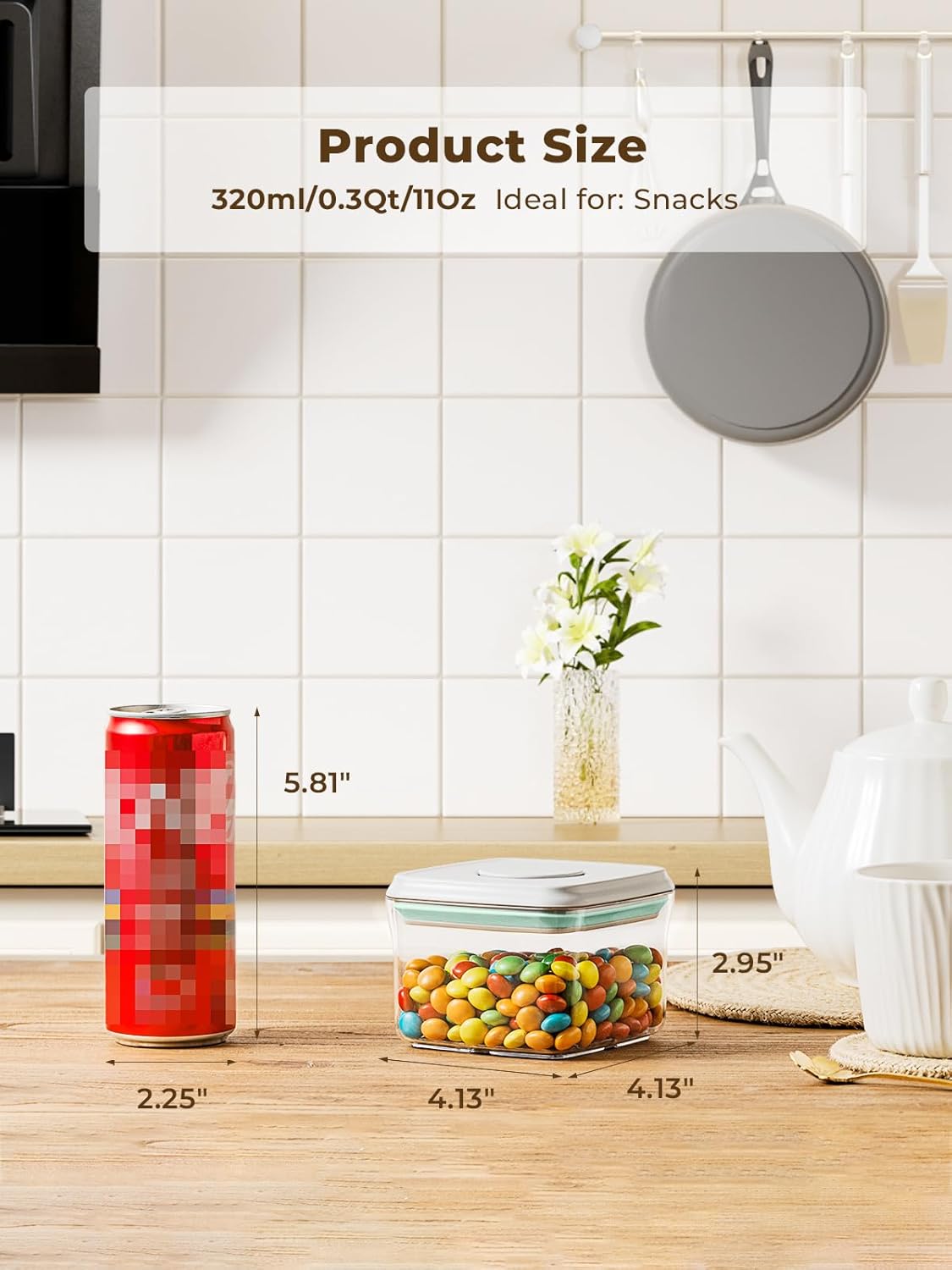 Mini Snack Container - 0.3 Qt Pop Food Storage Containers, BPA Free Small Food Containers with Lids, Food-Grade Air Tight Containers Candy Jars 320ml