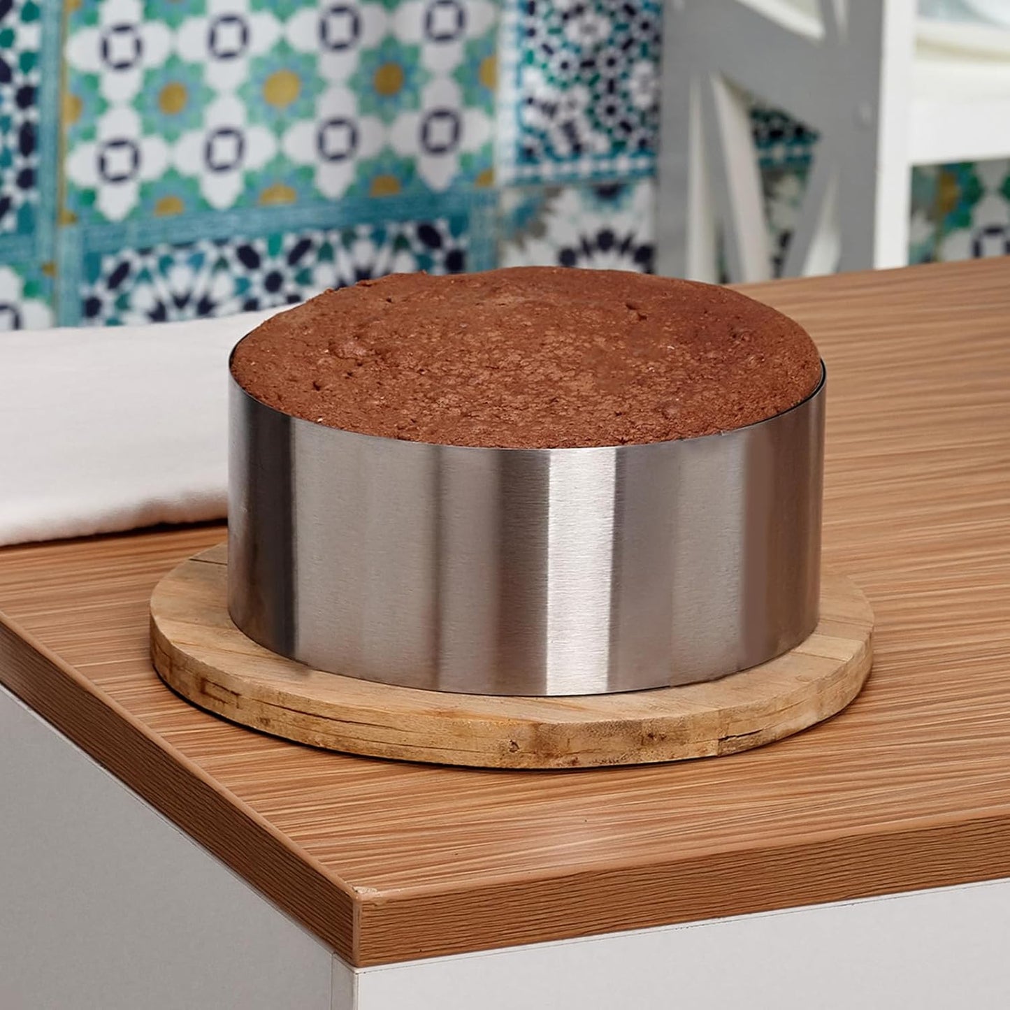 HARFINGTON Round Cake Ring 9 x 2 Inch Seamless Stainless Steel Pastry Mousse Dessert Ring Mirror Coating for Baking Cooking Making Tool