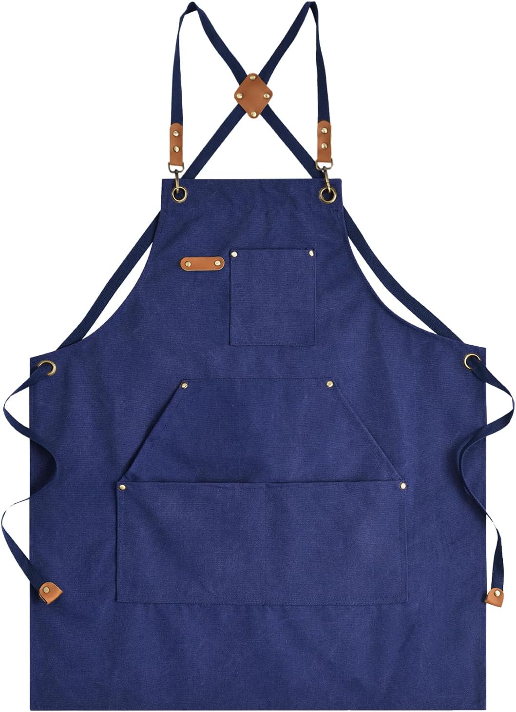 Canvas Aprons for Men Chef Apron, Work Apron with Large Pockets - 16oz Heavy Duty Cross Back, BBQ, Cooking