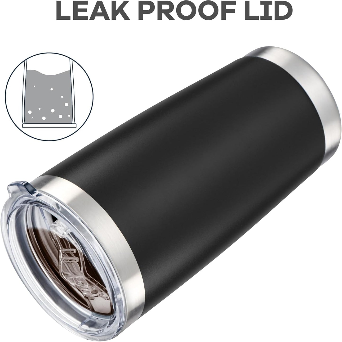 20 oz Tumbler with Lid Stainless Steel Insulated Tumblers Bulk Double Wall Vacuum Cups Powder Coated Travel Mug Keep Drinks Cold and Hot, Black, 4 Pack