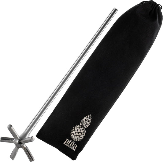 Piña Barware Swizzle Stick Stirrer - Stainless Steel with Smooth Matte Finish (One Swizzle Stick)