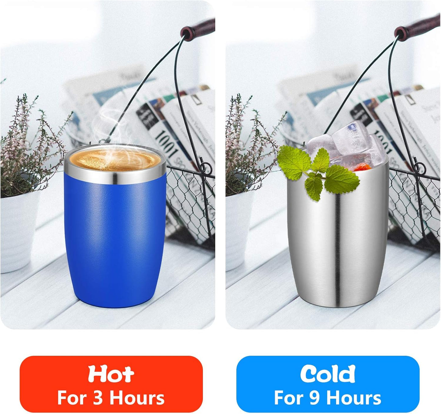 VEGOND Stainless Steel 12 oz Tumblers bulk Vacuum Insulated Double Wall Travel Tumbler with Lid and Straw Reusable Tumbler, Royal Blue 12 pack