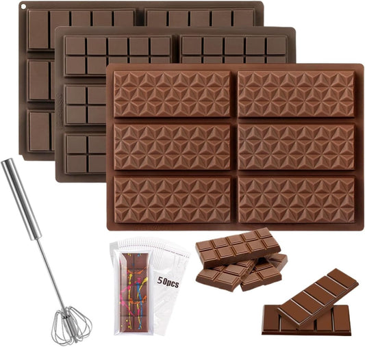 Set of Chocolate Bar Mold, Chocolate Molds Silicone, Food Grade Dubai Chocolate Bar Mold, Candy Molds for Praline Candy (B)