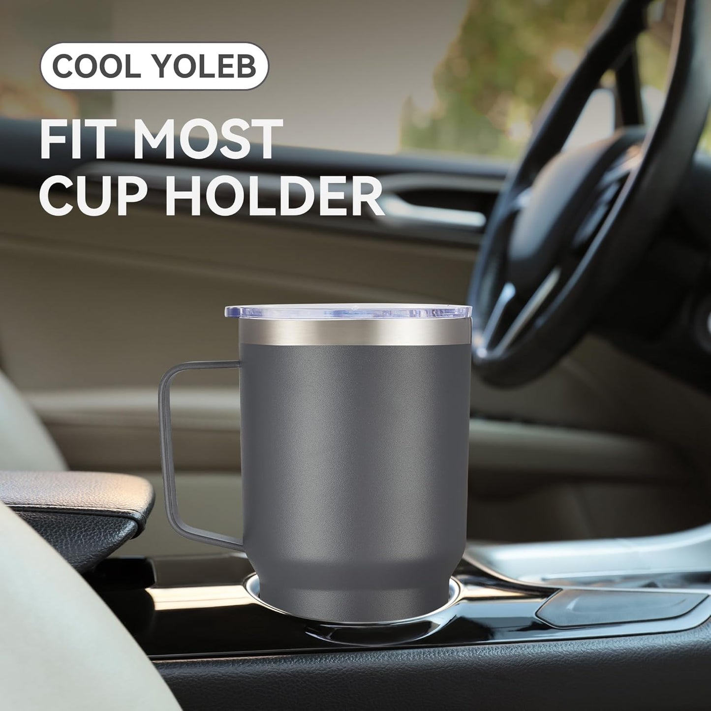 30 oz Tumbler with Handle and Lid, Stainless Steel Tumblers Bulk Double Wall Vacuum Insulated Travel Mug Leak Proof Cup Keep Drinks Cold and Hot Grey, 8 Pack