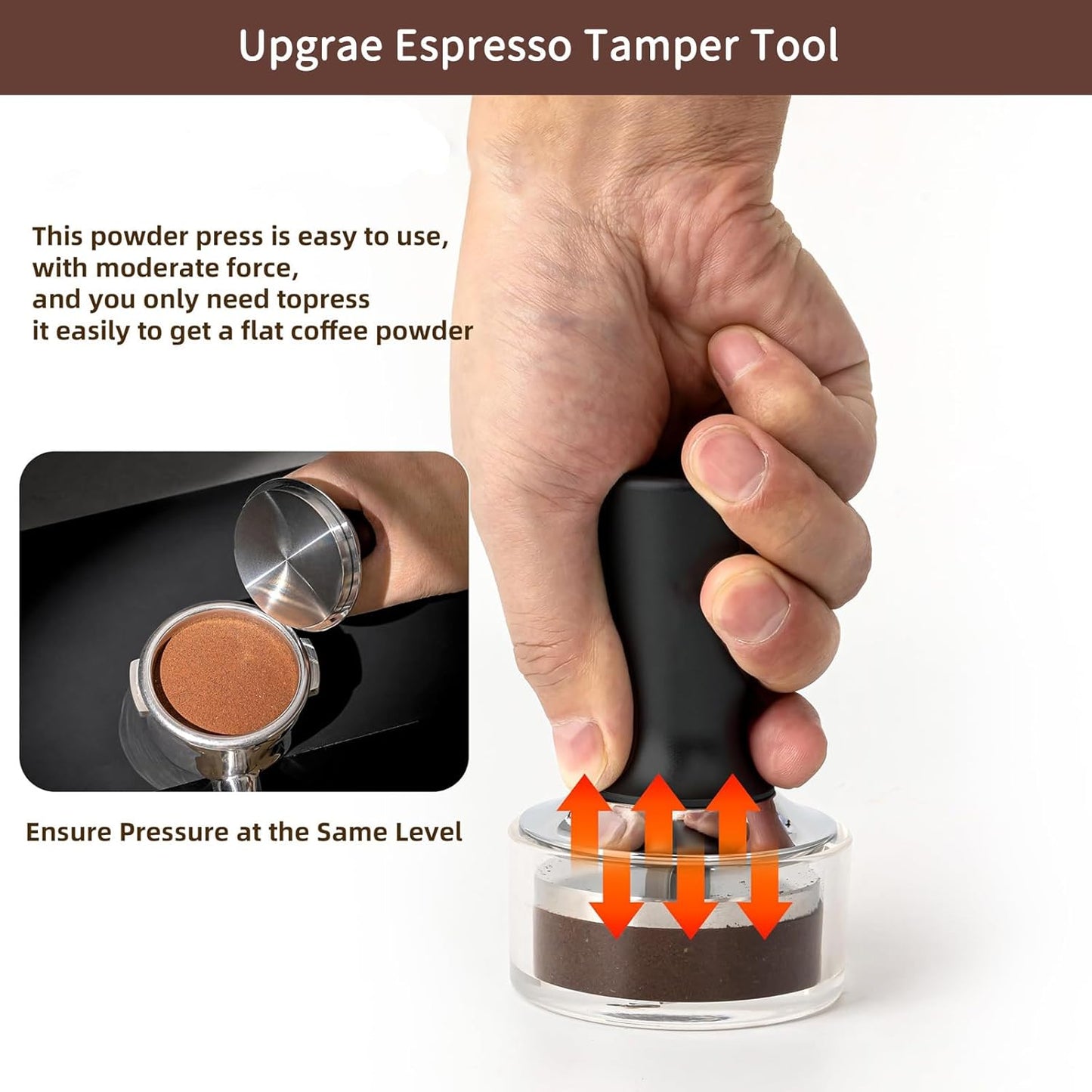 51mm Espresso Tamper, Premium Calibrated 30lb Spring Loaded Tamper Compatible for CASABREWS CM5418, 3700Essential, De'Longhi EC260 and 51mm Portafilter, 100% Stainless Steel Coffee Tamper, Black