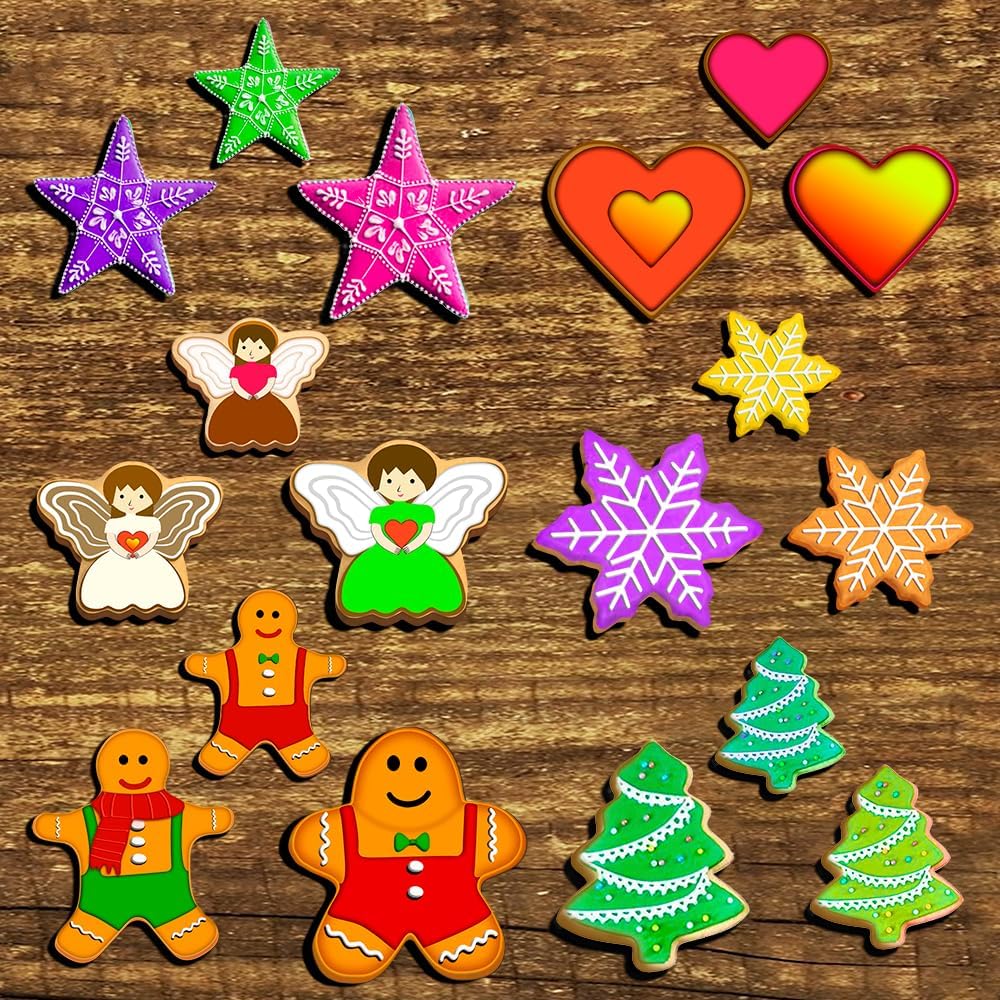 Christmas Cookie Cutter Set - 18 Piece Gingerbread Man, Snowflake, Tree, Heart, Star, Angel Shapes for Holiday Winter Baking