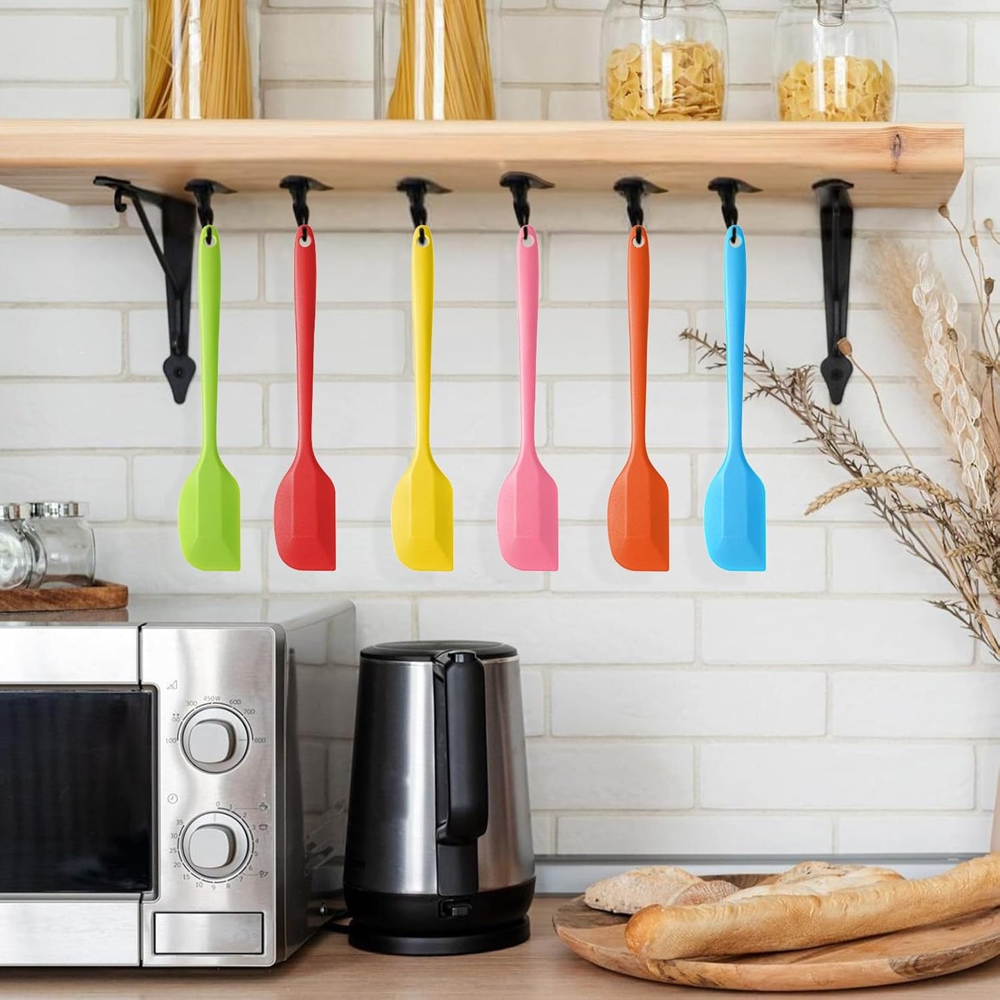 24 Pieces Small Silicone Spatulas, 8.3 inch Heat-Resistant Scrapers Rubber with Stainless Steel Core Baking Mixing Tool Seamless Spatula for Kitchen Cooking Cake Cream (6 Colors)