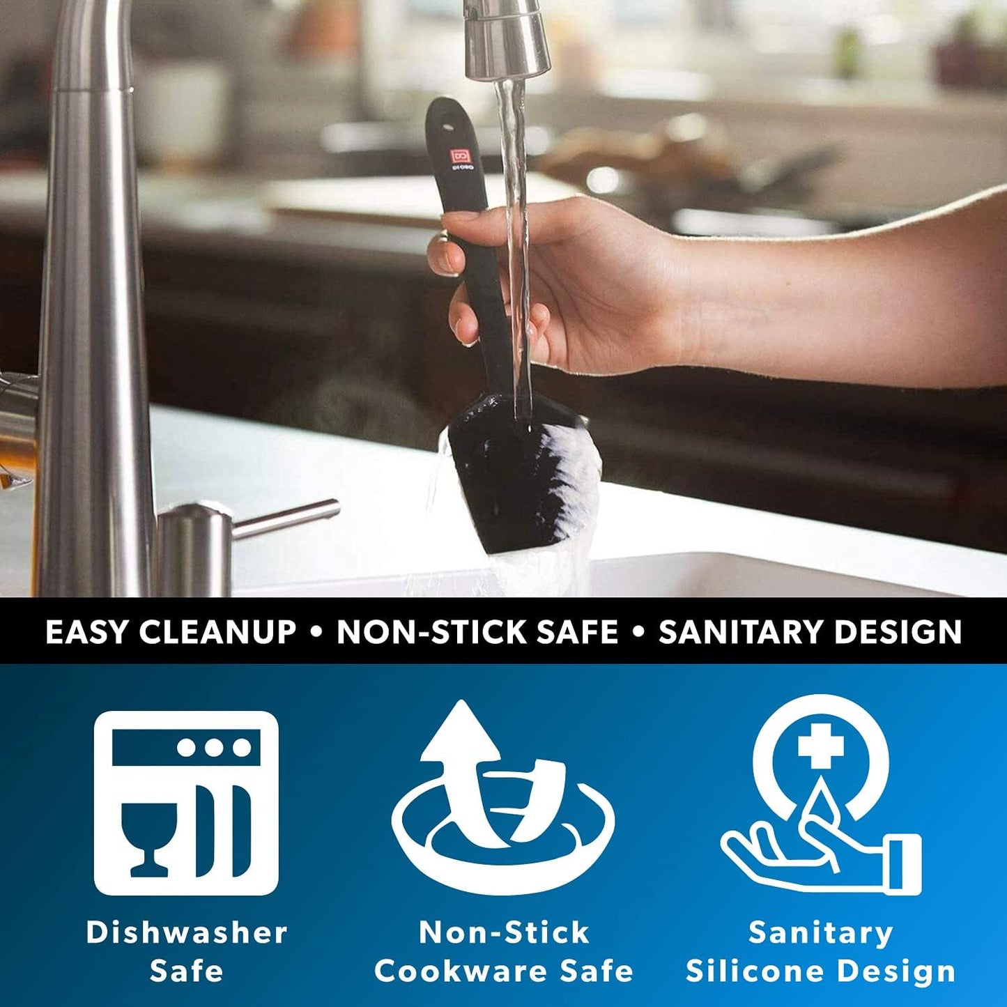 DI ORO Seamless Series Pro 14 Inch Extra Large Silicone Spatula - 600°F Heat-Resistant Rubber Spatula - Great for Baking, Cooking, and Scraping - BPA Free and LFGB Certified Food Safe Silicone (Black)