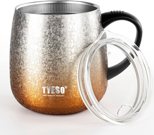 TYESO Office Coffee Mug,Vacuum Insulated Mug Double Wall Stainless Steel Cup (Rose Gold, 12 oz)
