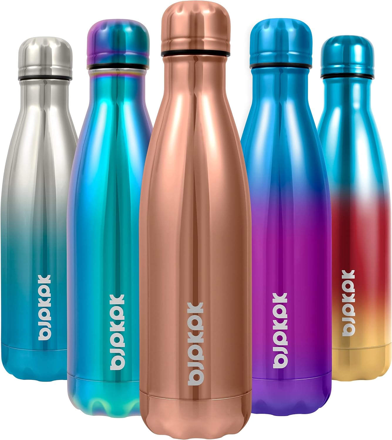 BJPKPK Stainless Steel Water Bottles 17oz Insulated Water Bottle Keep Cold And Hot, Shining Rose Gold