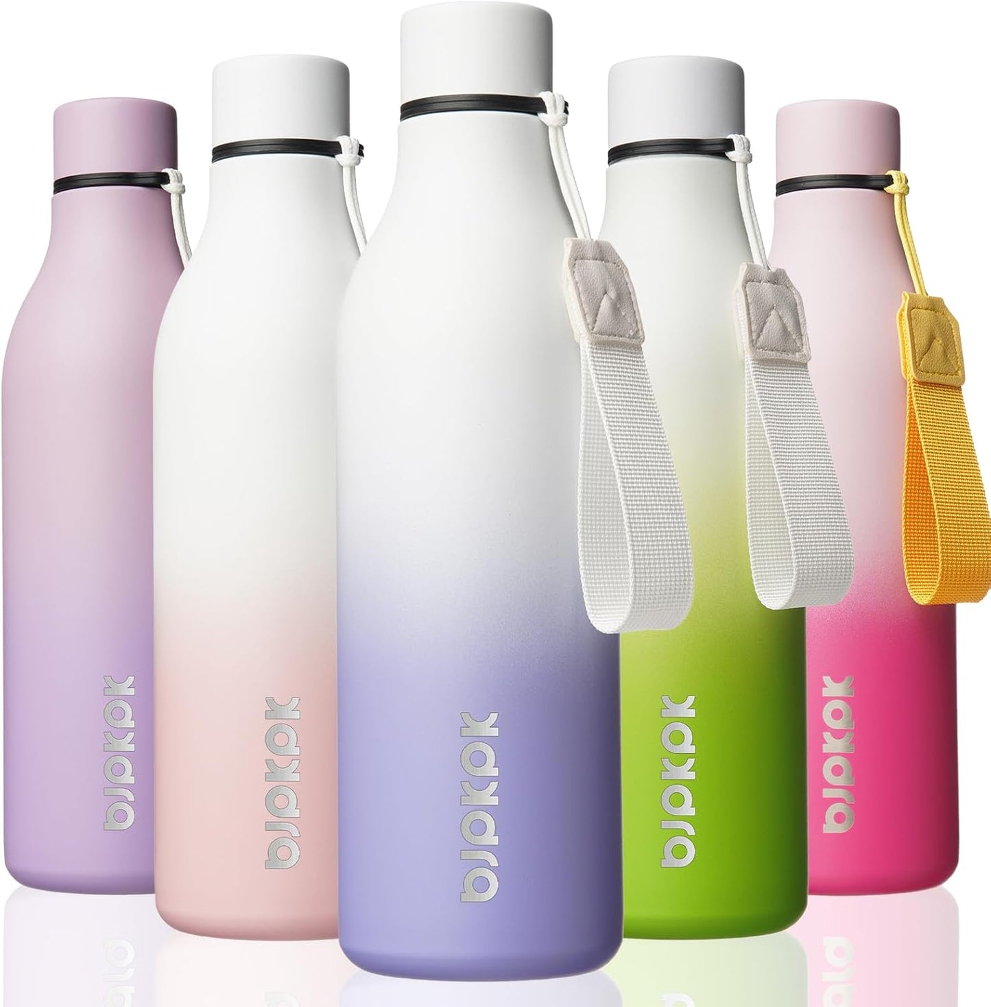 BJPKPK Insulated Water Bottles, 25 oz Stainless Steel Metal Water Bottle with Strap, BPA Free Leak Proof Thermos, Mugs, Flasks, Reusable Water Bottle for Sports & Travel, Lilac Elegance